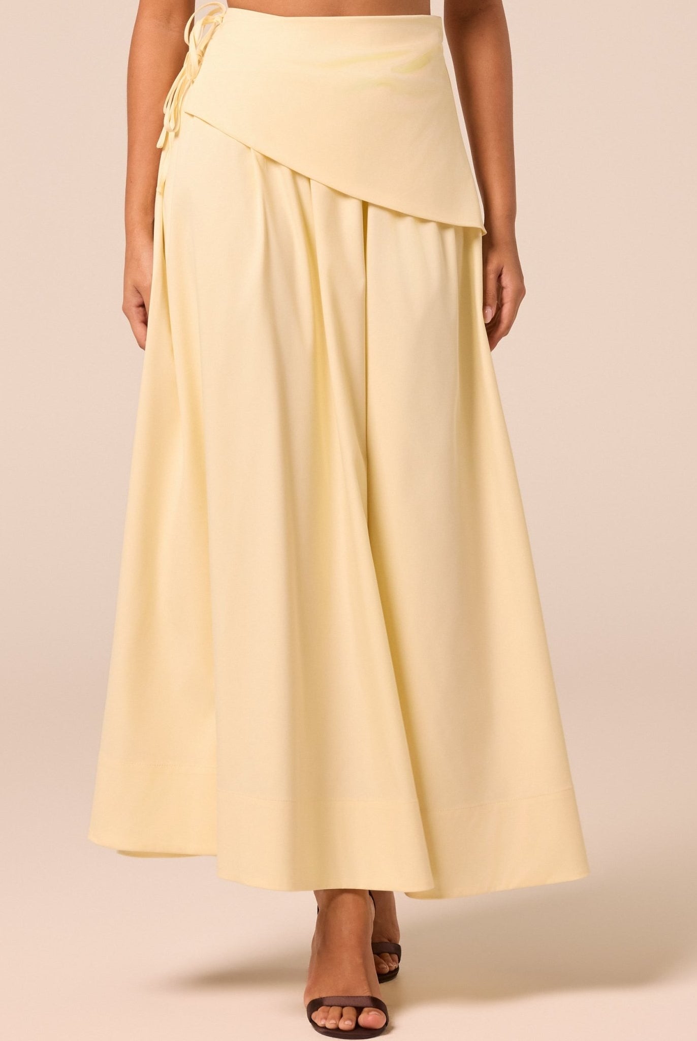 Yellow Side-Tie Poplin Maxi Skirt - shopaleena