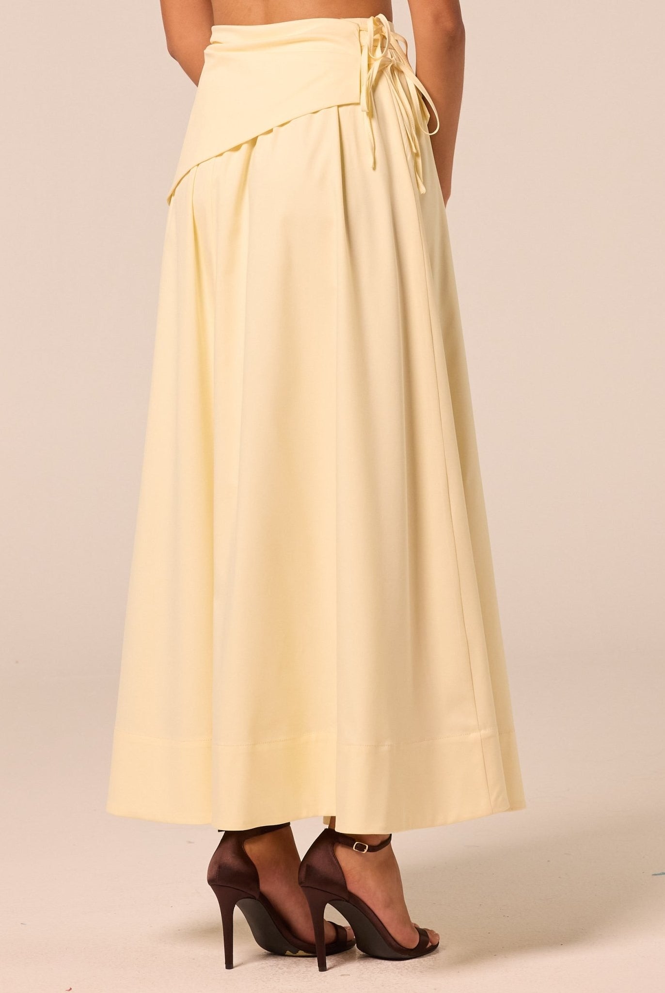Yellow Side-Tie Poplin Maxi Skirt - shopaleena
