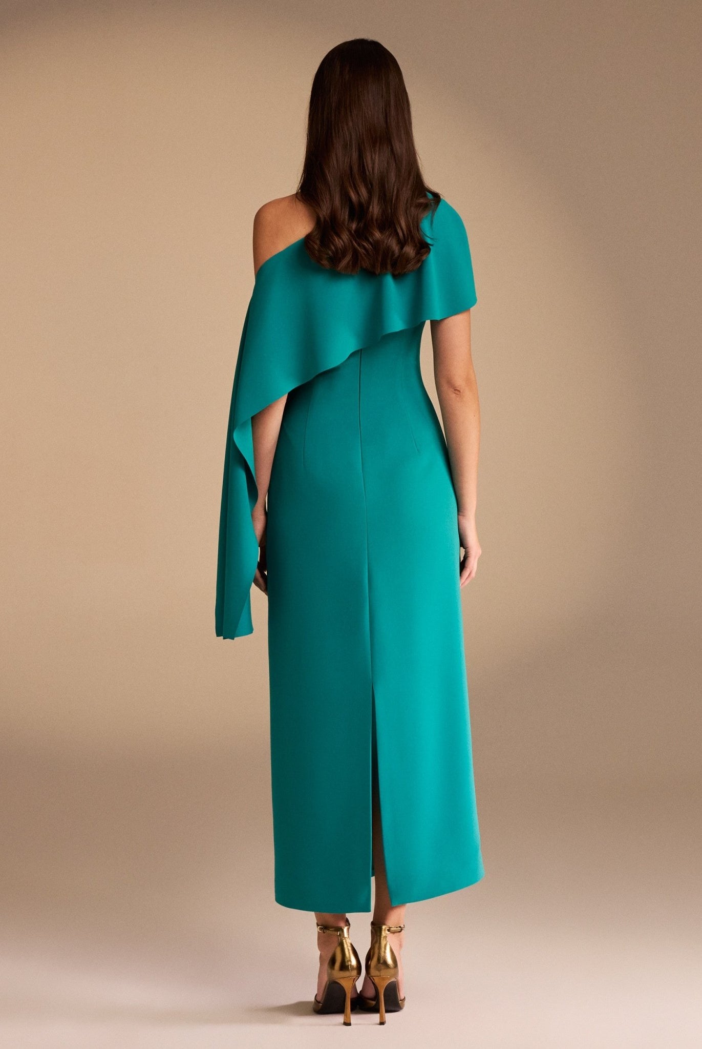 Bare Shoulder Crepe Maxi Dress - shopaleena