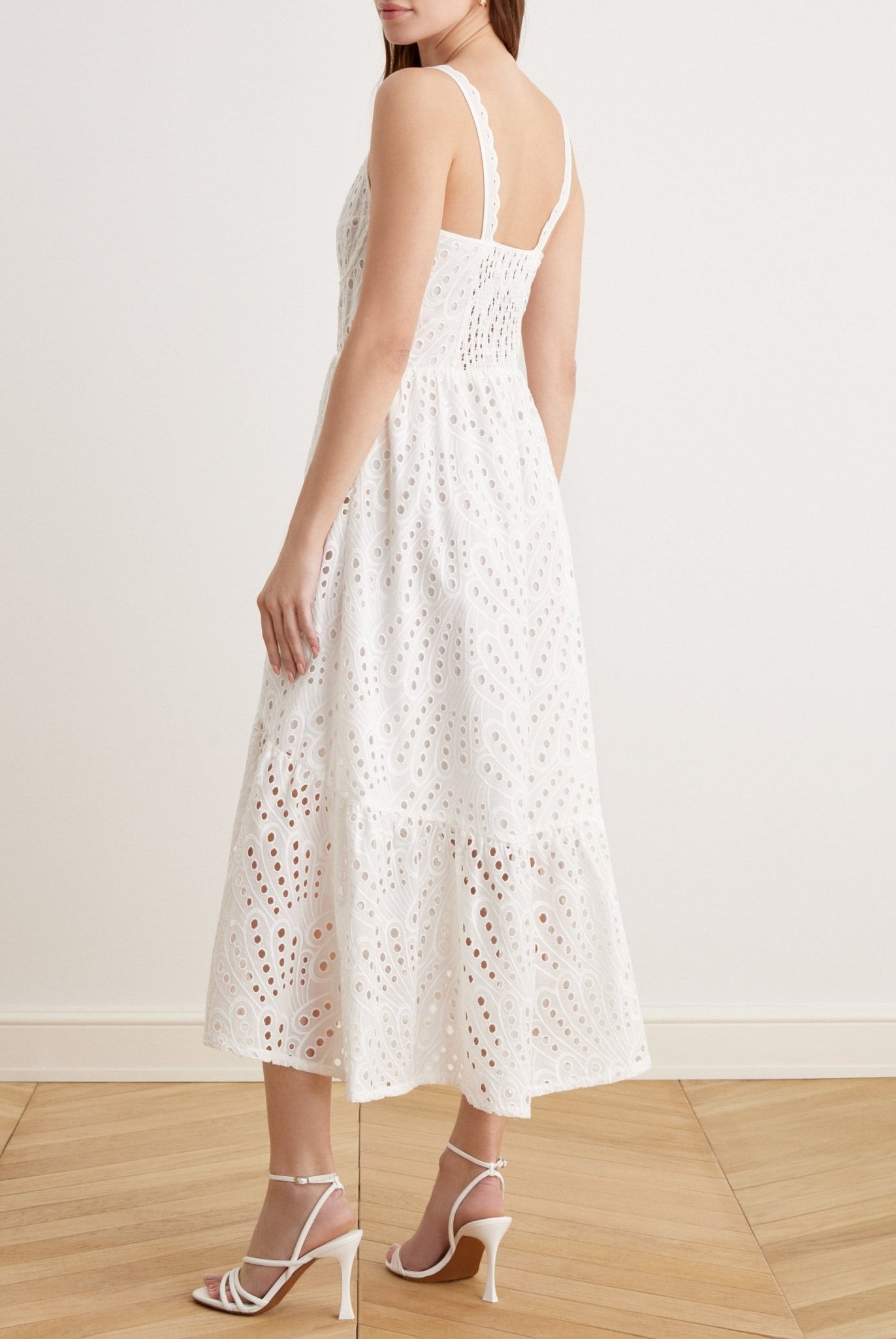 Bustier Maxi Dress With Cutwork Embroidery in Cotton - shopaleena