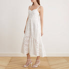 Bustier Maxi Dress With Cutwork Embroidery in Cotton - shopaleena