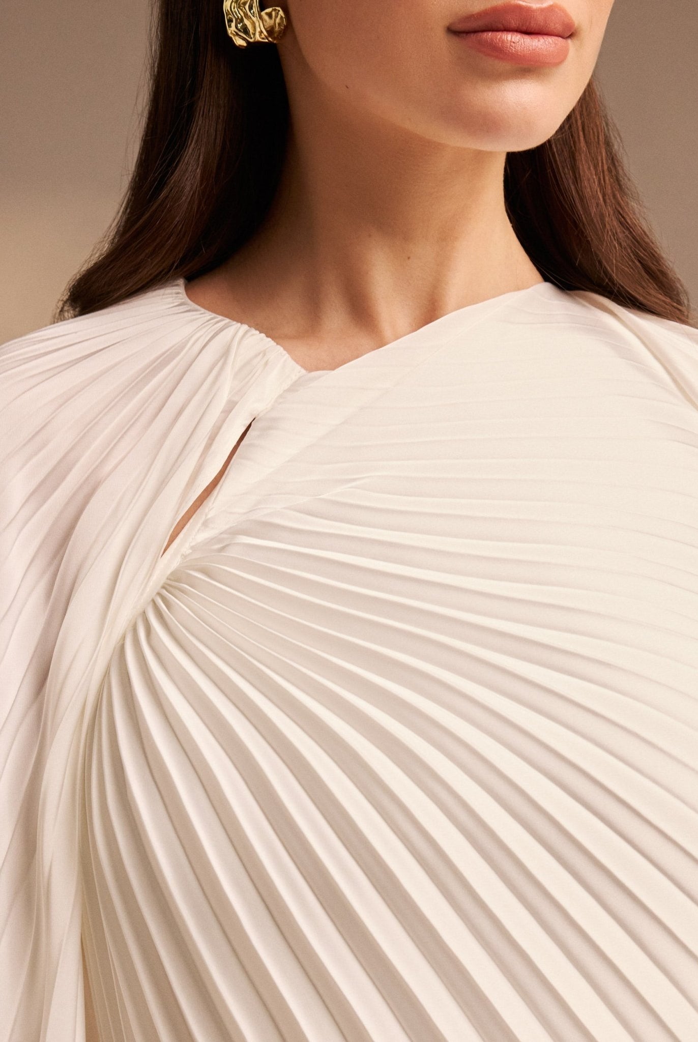 Cape Pleated Satin Midi Dress - shopaleena