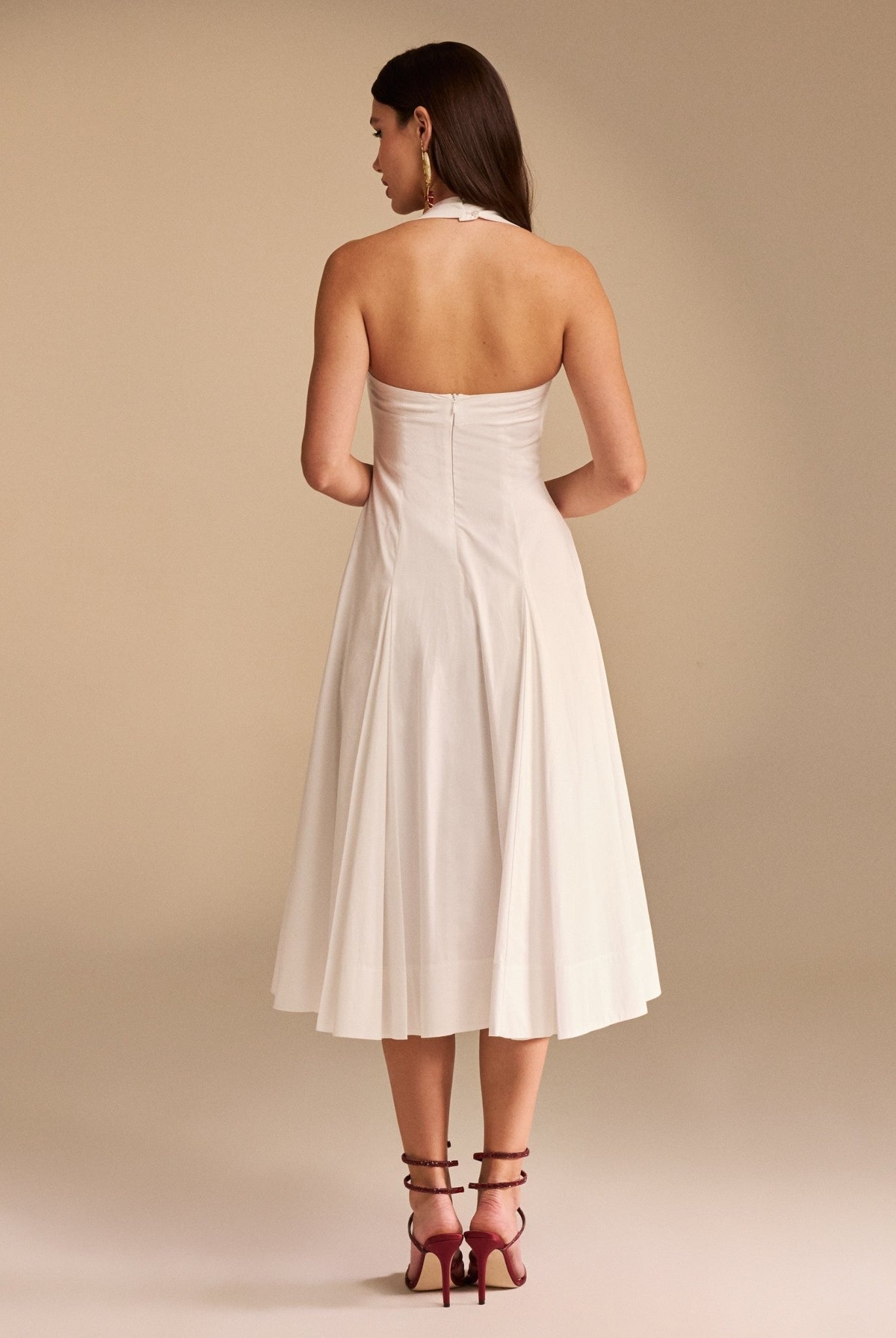 Chest Cut Out Midi Poplin Dress - shopaleena