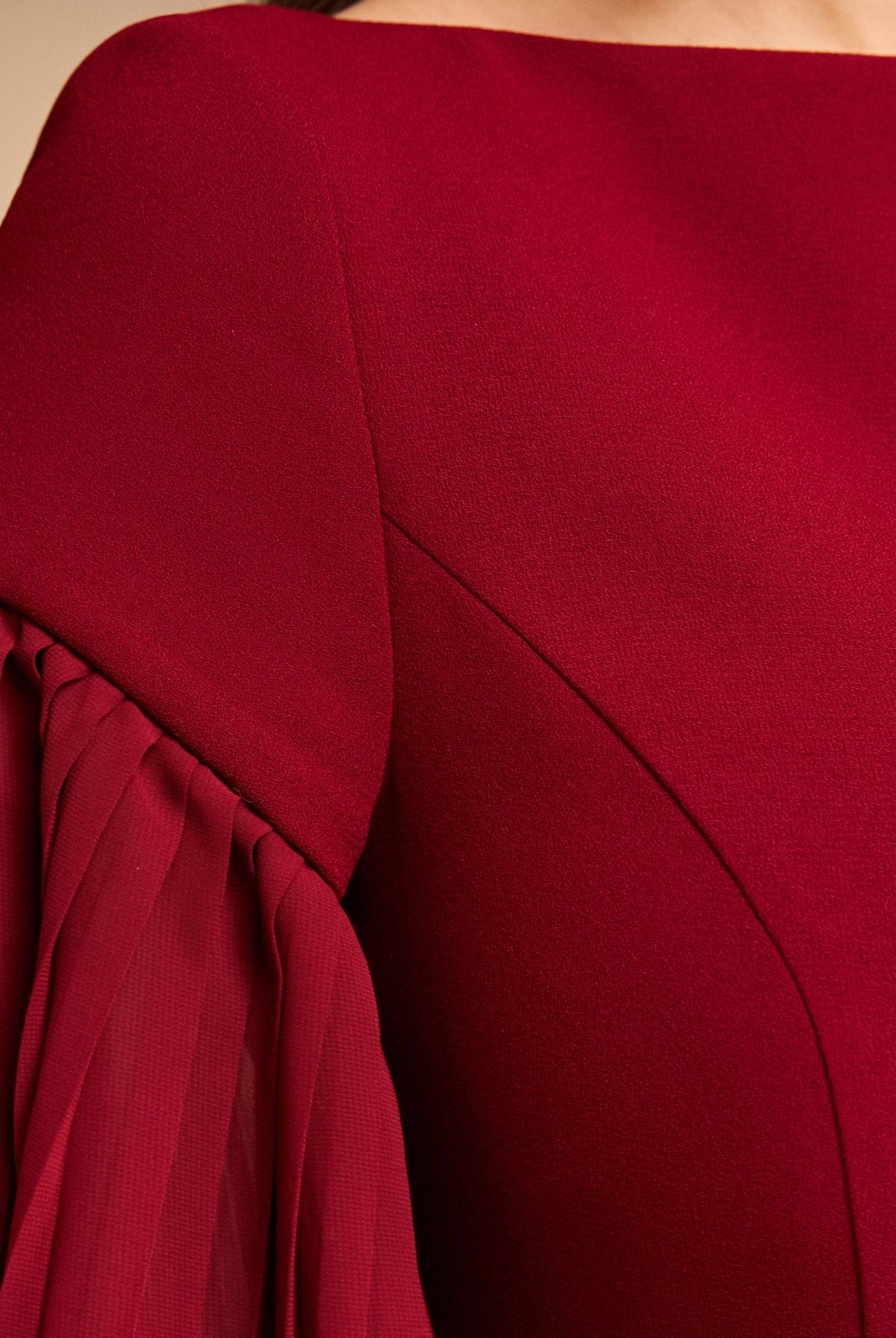 Crepe Midi Dress with Pleated Sleeve - shopaleena