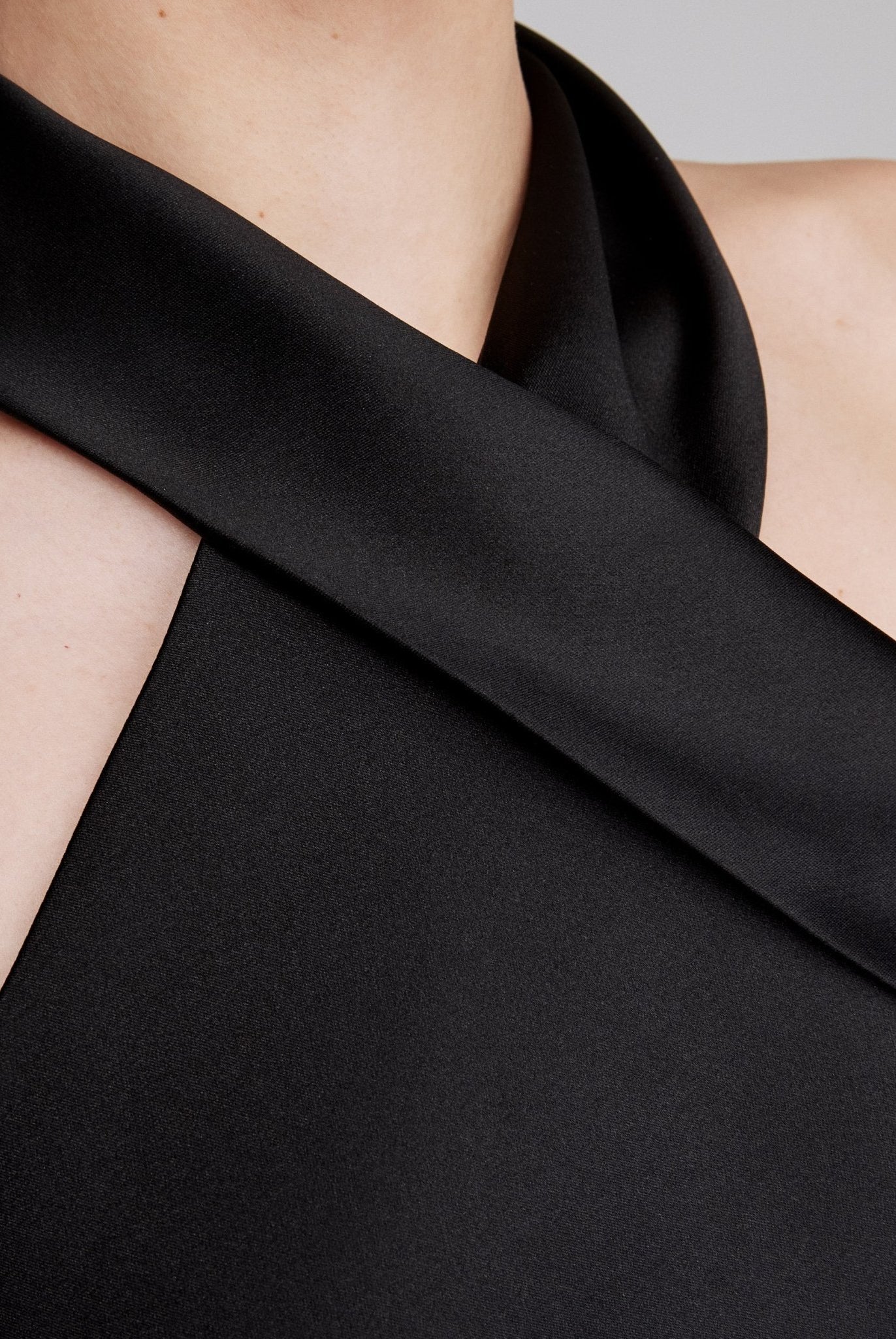 Criss Cross Halter Satin Maxi Dress - shopaleena