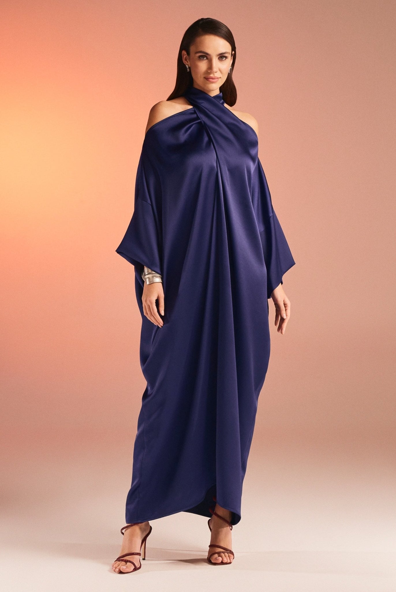 Criss Cross Satin Kaftan - shopaleena