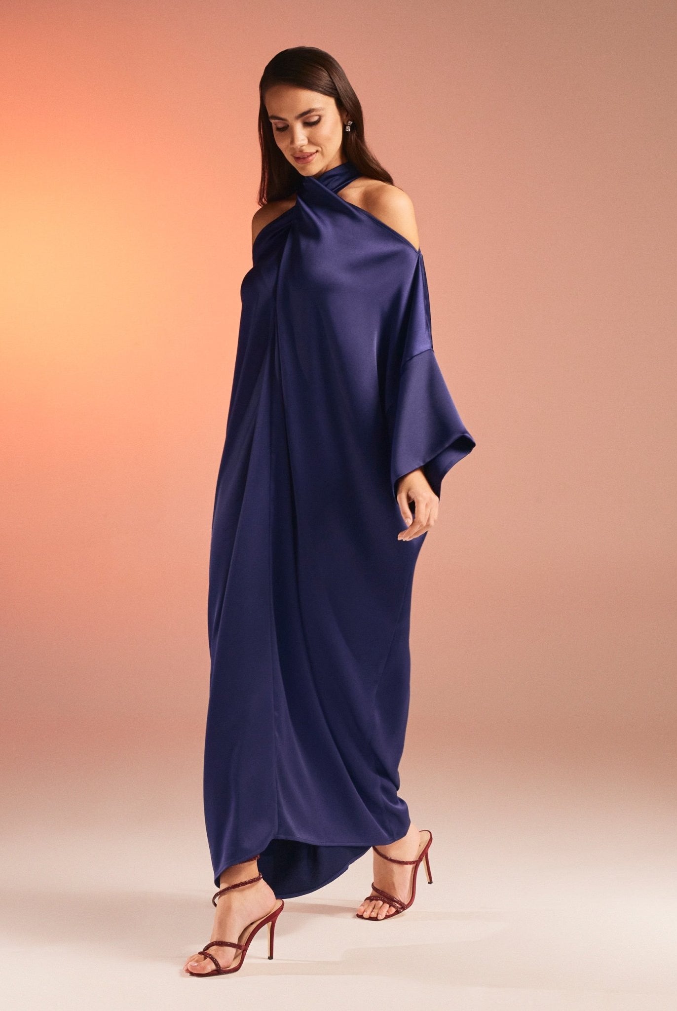 Criss Cross Satin Kaftan - shopaleena