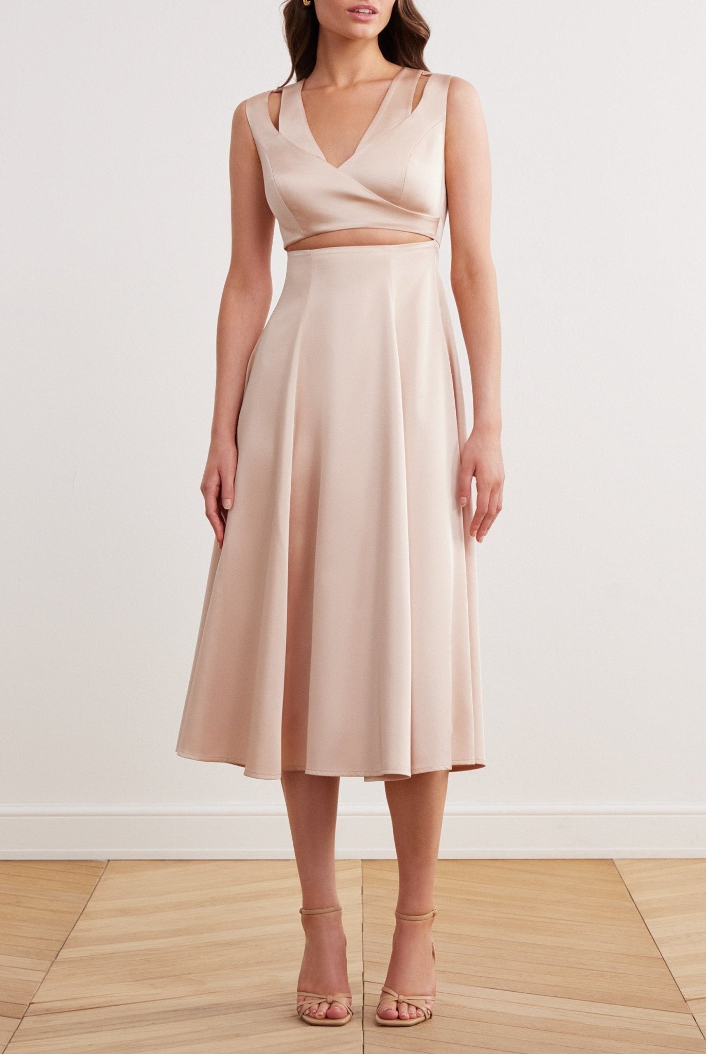 Cut Out A Line Midi Dress - shopaleena