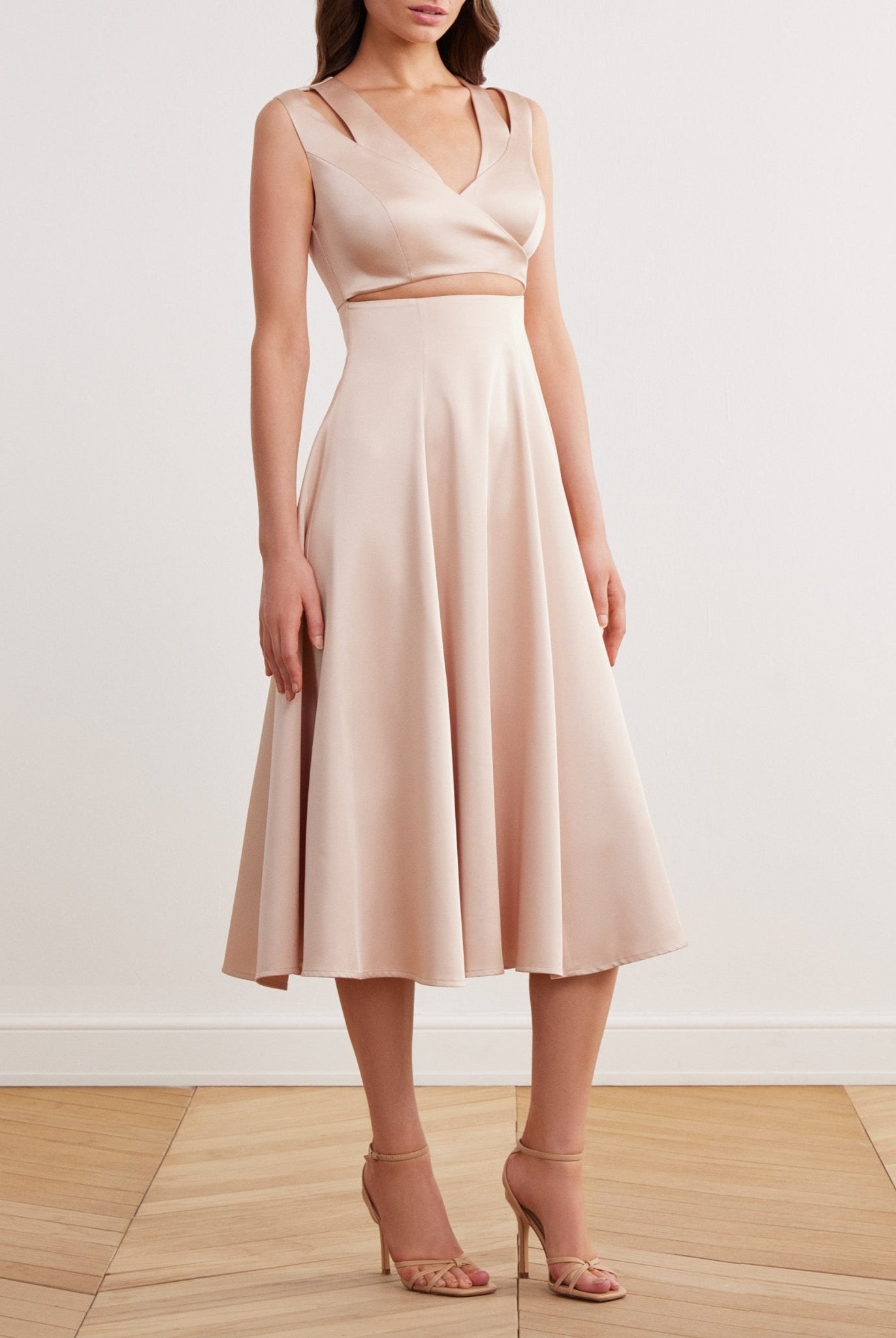 Cut Out A Line Midi Dress - shopaleena