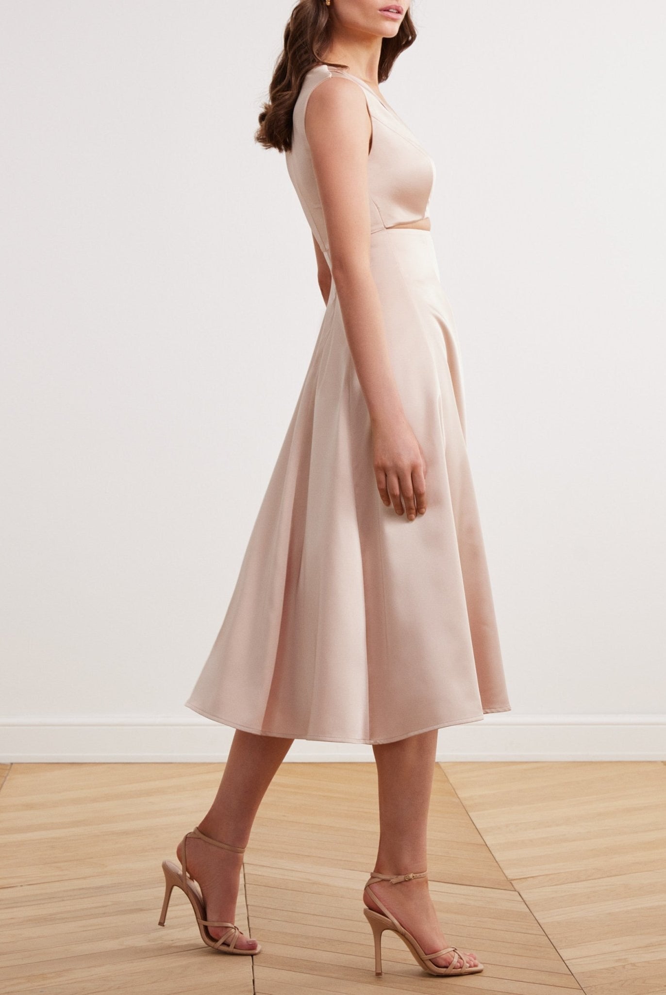 Cut Out A Line Midi Dress - shopaleena