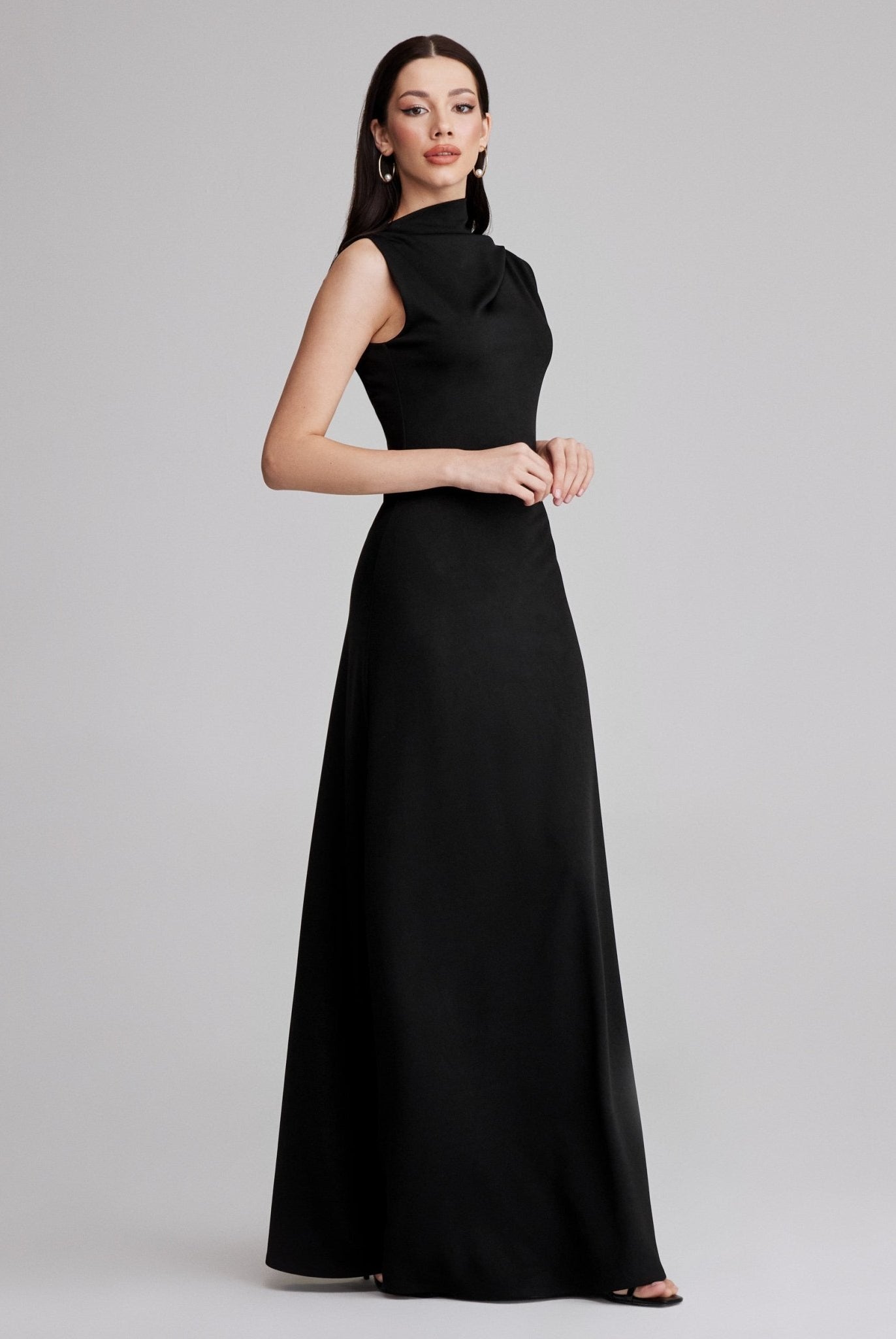 Draped Jersey Maxi Dress - shopaleena