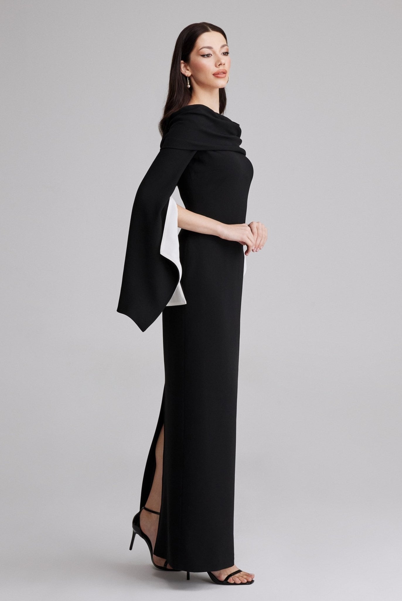 Draped off-shoulder crepe midi dress - shopaleena