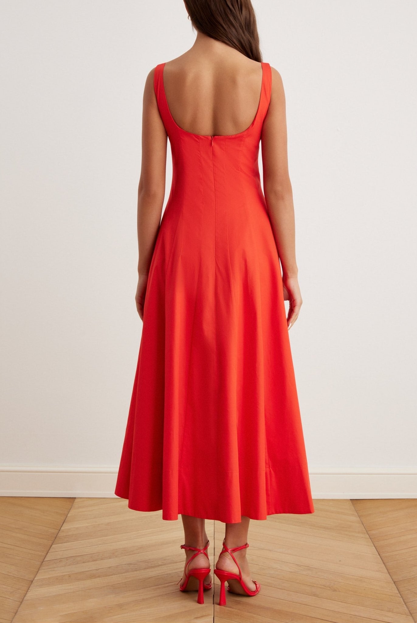 Fitted waist midi A-line dress - shopaleena