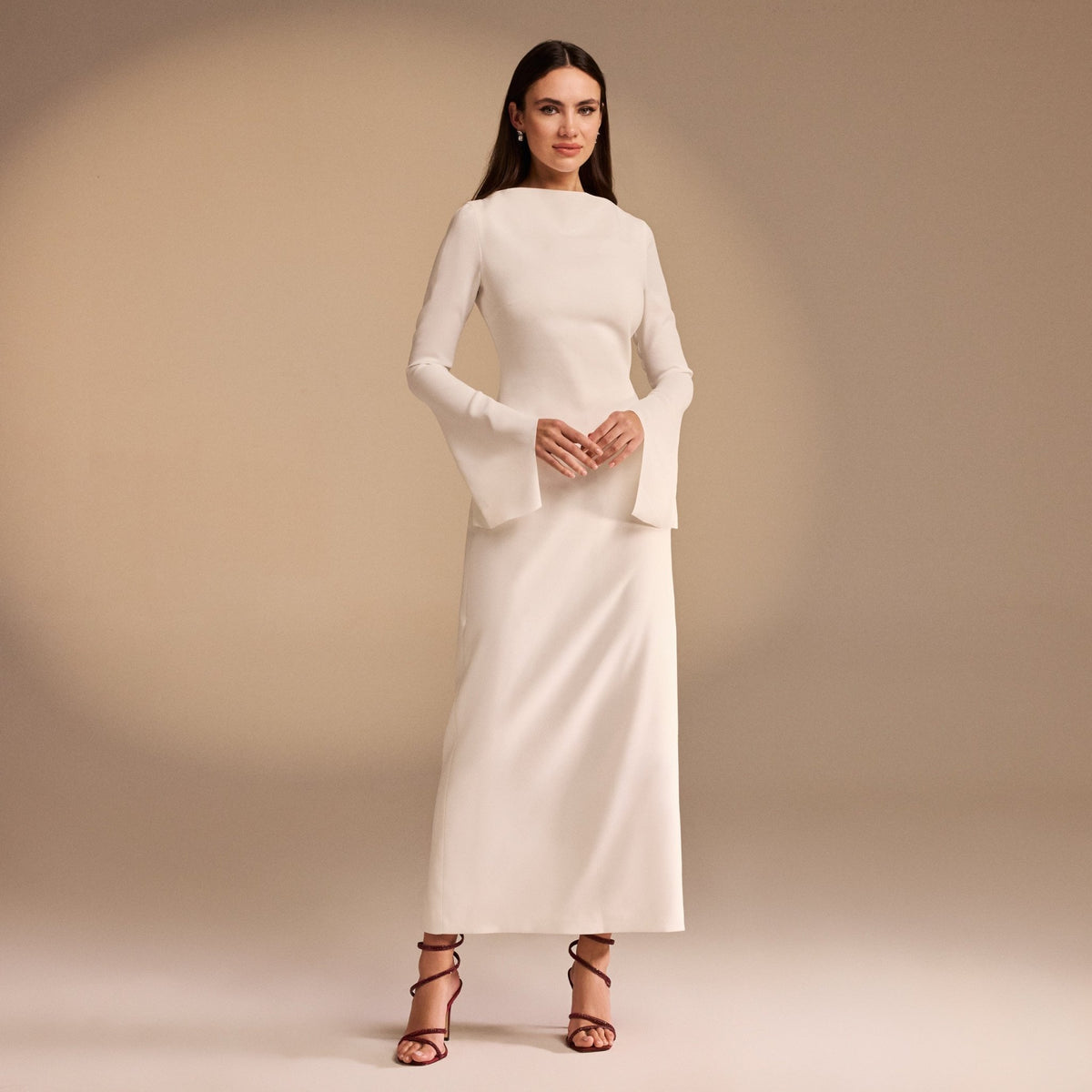 Flared Sleeve Maxi Crepe Dress – shopaleena