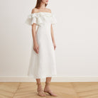 Frill Off Shoulder Midi Dress - shopaleena