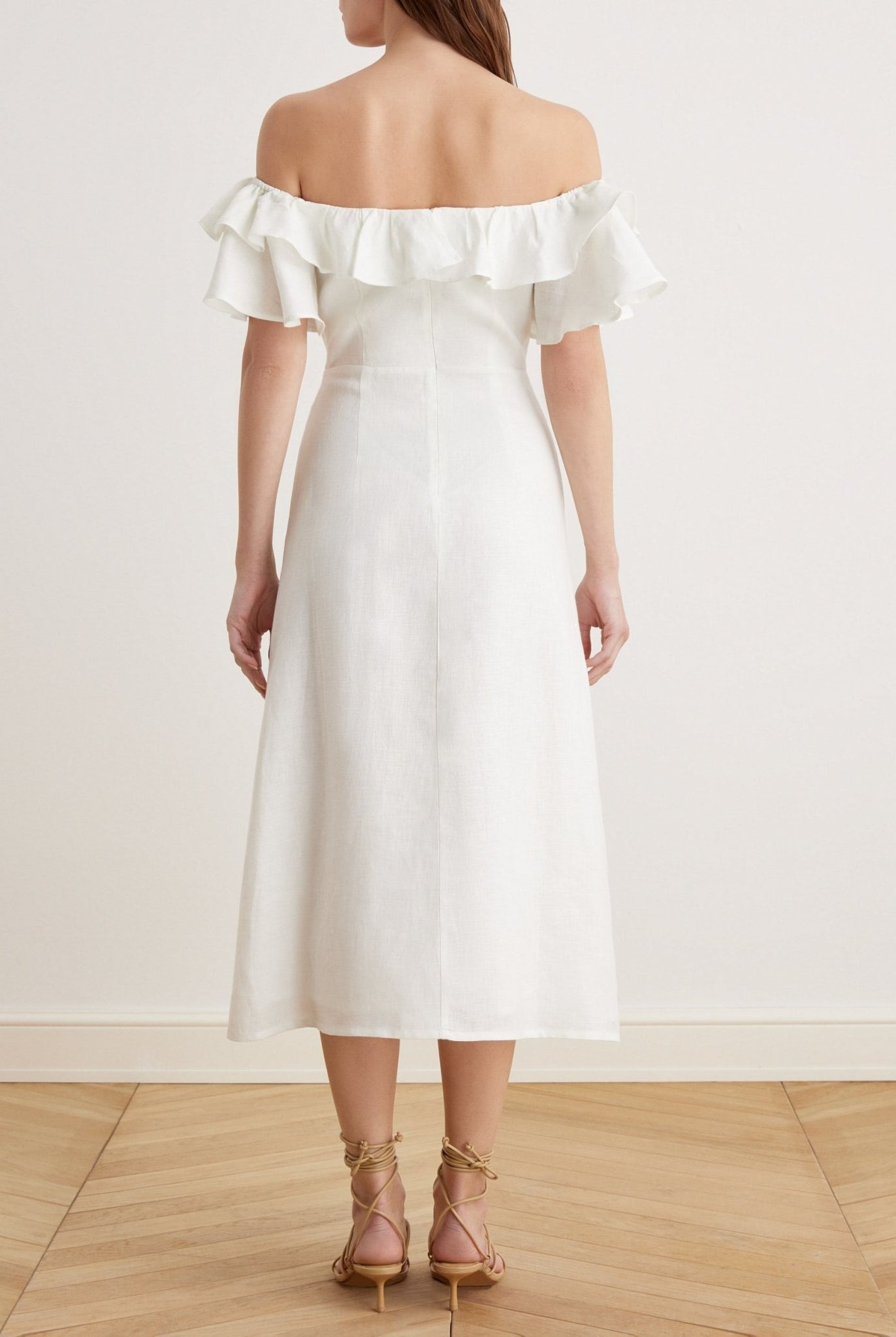 Frill Off Shoulder Midi Dress - shopaleena