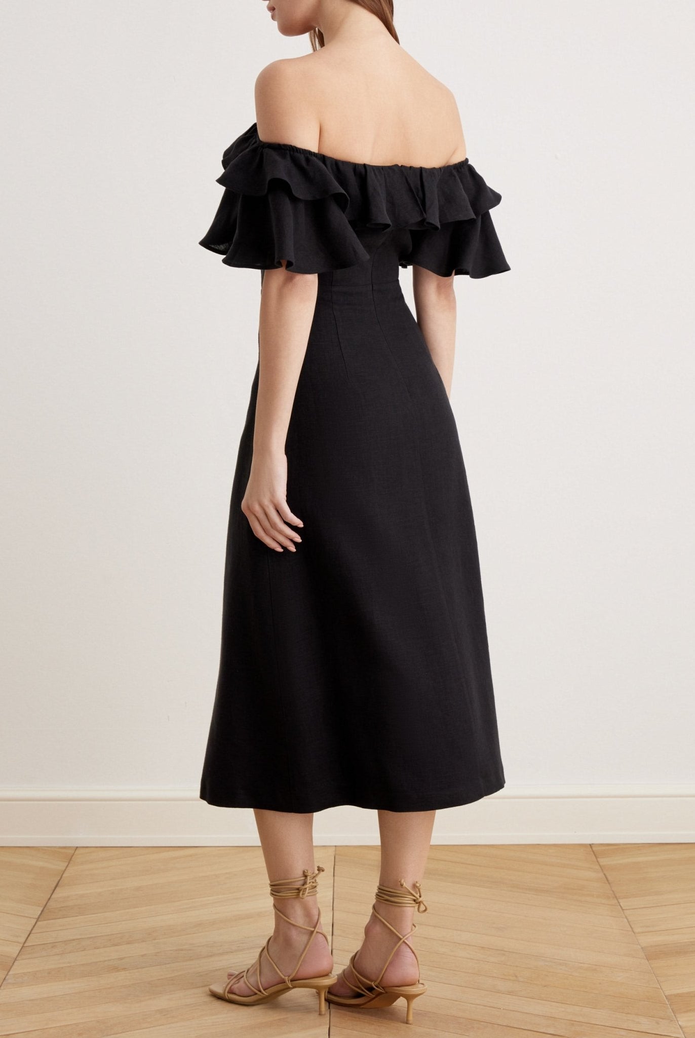 Frill Off Shoulder Midi Dress - shopaleena