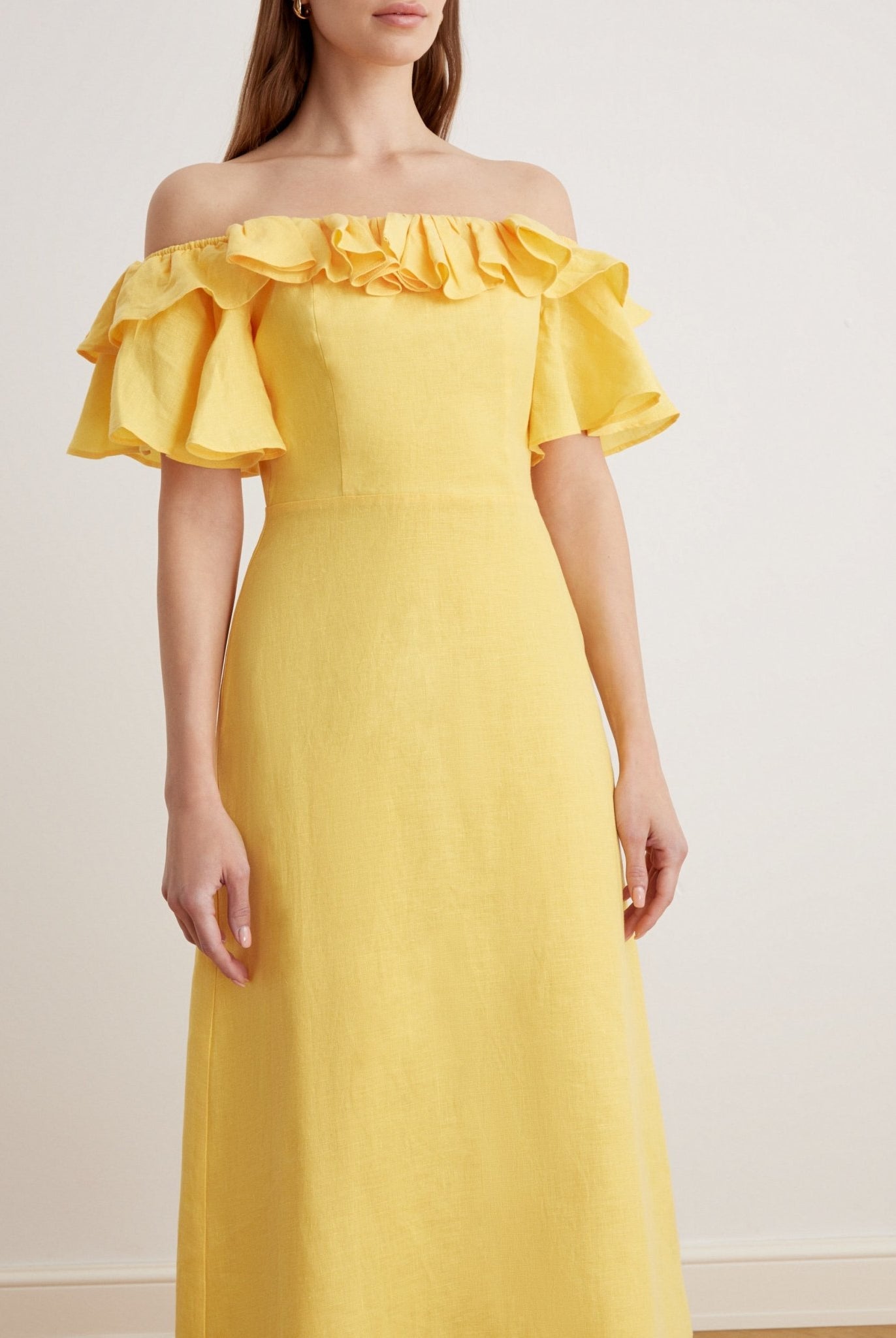 Frill Off Shoulder Midi Dress - shopaleena