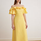 Frill Off Shoulder Midi Dress - shopaleena