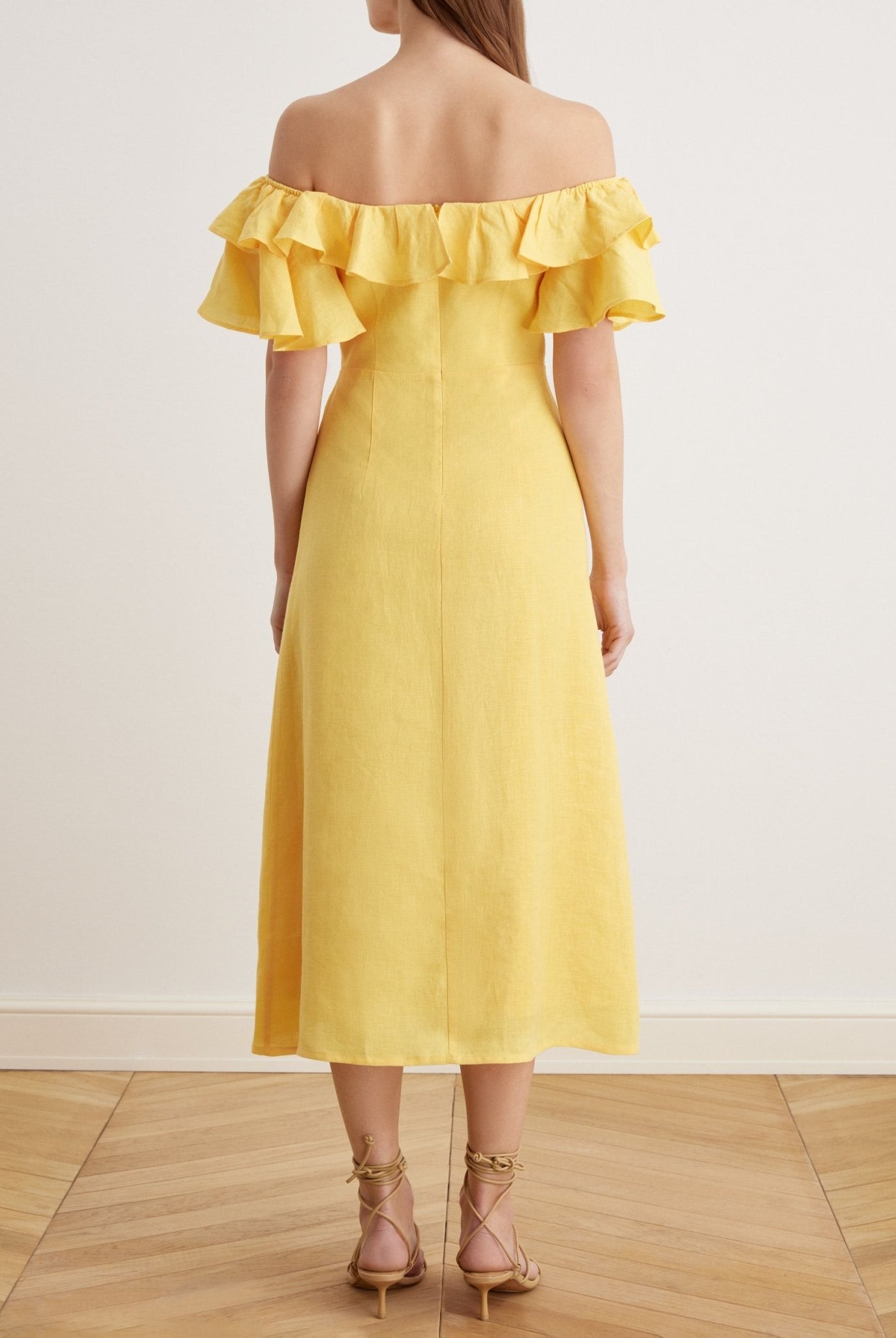 Frill Off Shoulder Midi Dress - shopaleena