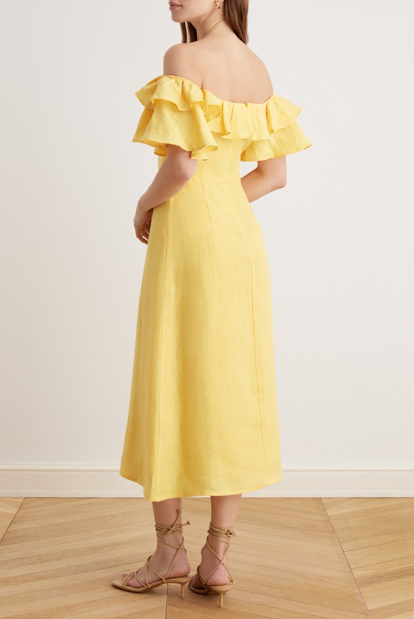 Frill Off Shoulder Midi Dress - shopaleena