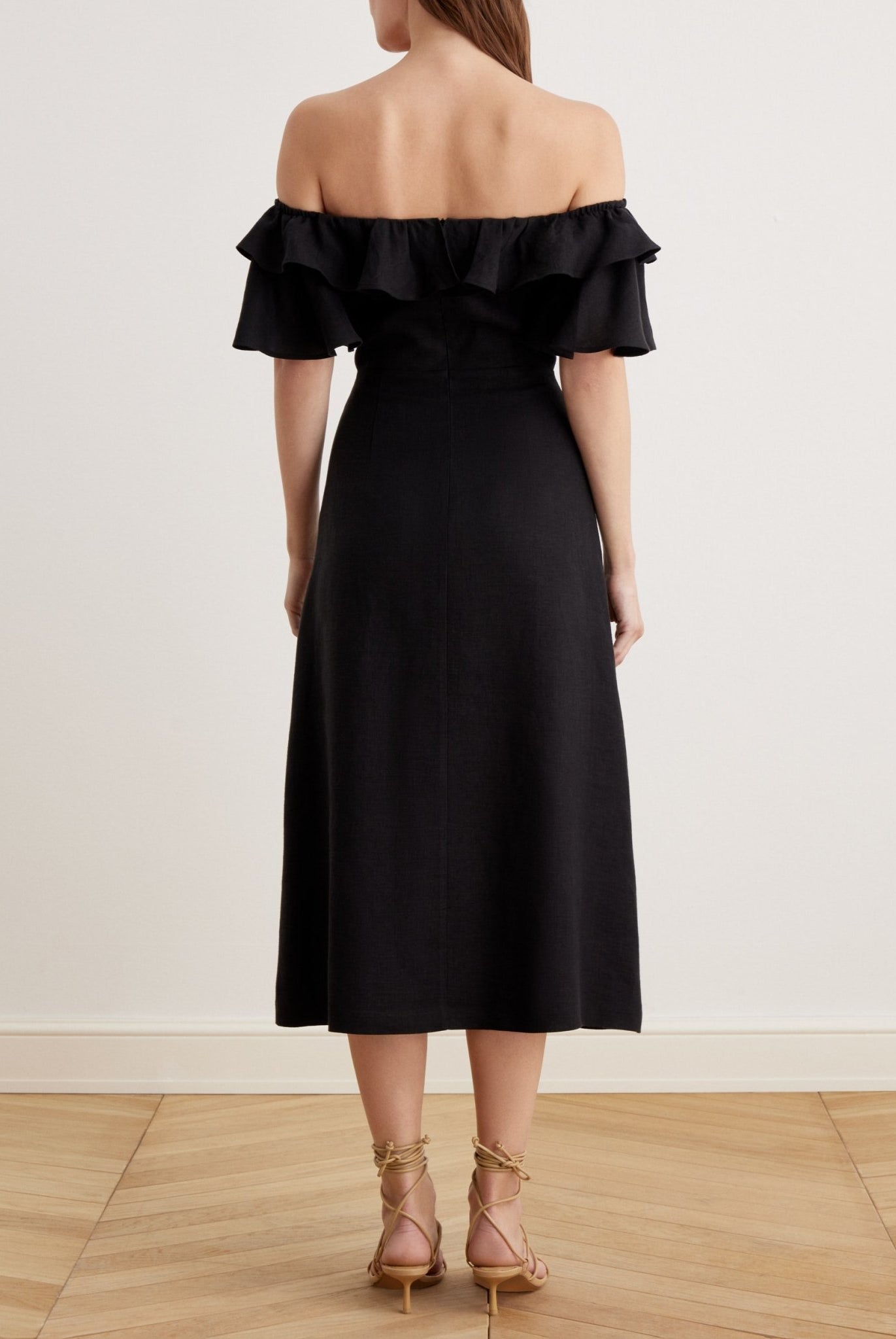 Frill Off Shoulder Midi Dress - shopaleena