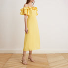 Frill Off Shoulder Midi Dress - shopaleena