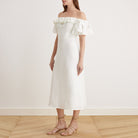 Frill Off Shoulder Midi Dress - shopaleena