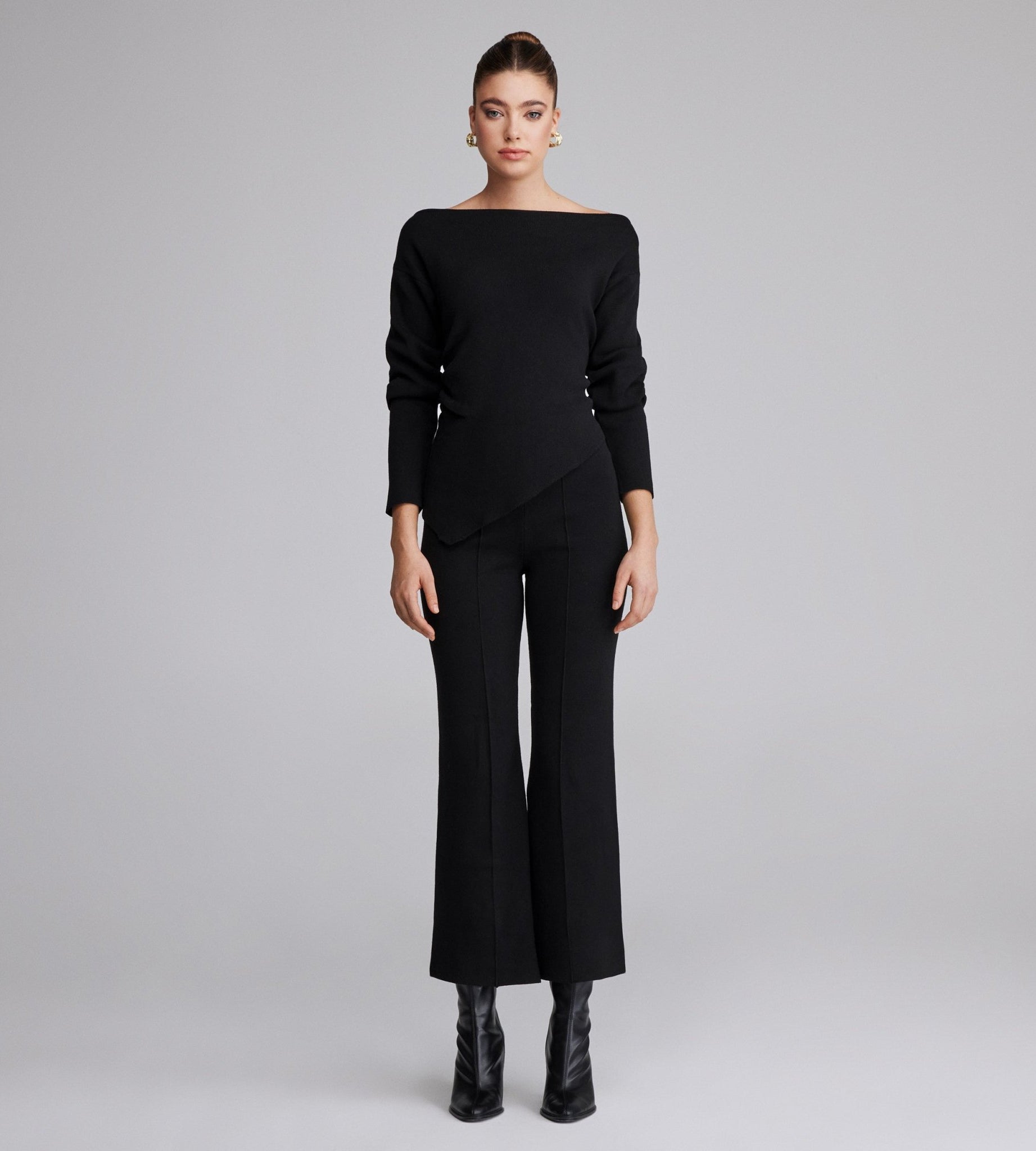 High waist knitted flare pant - shopaleena