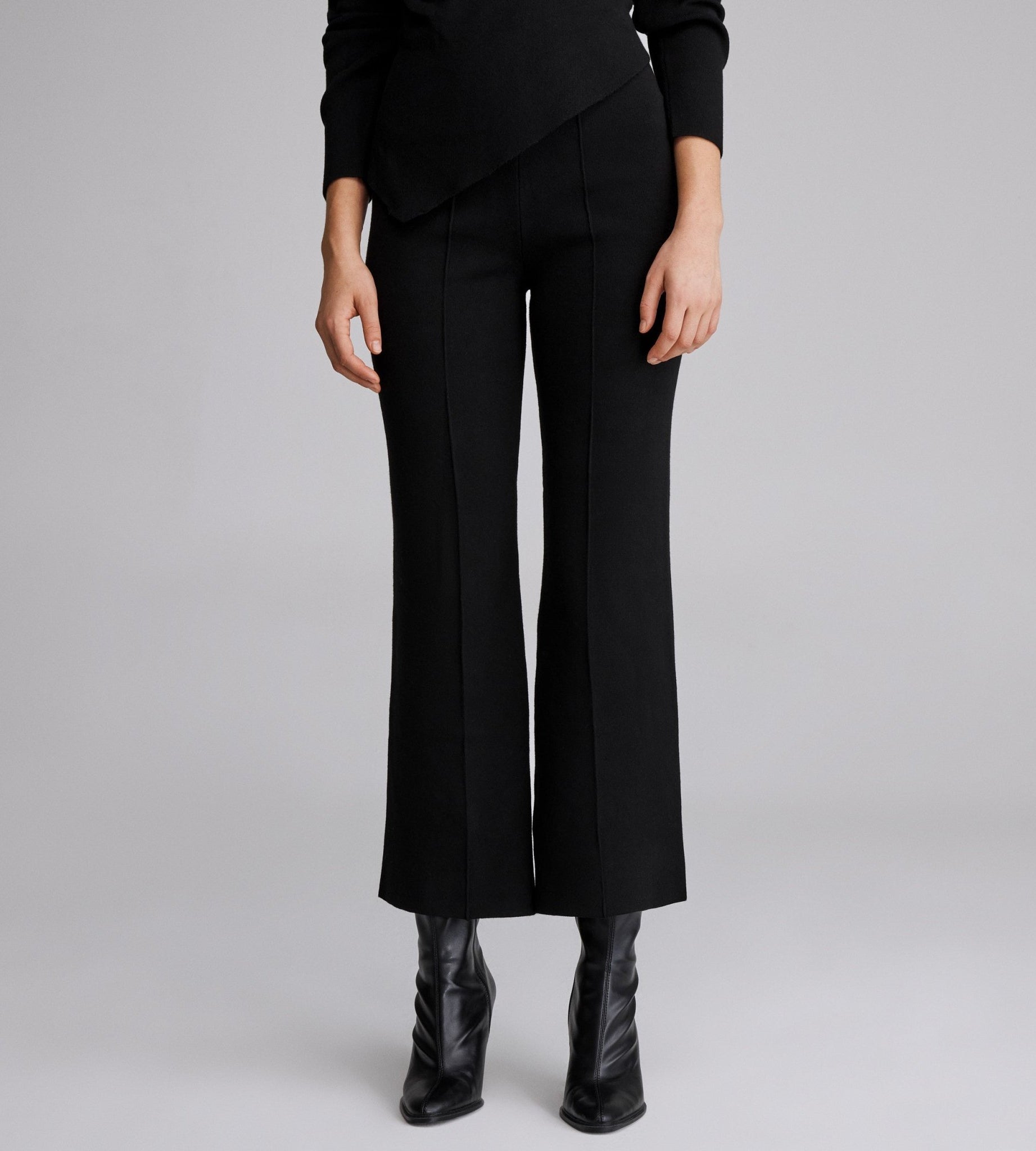 High waist knitted flare pant - shopaleena