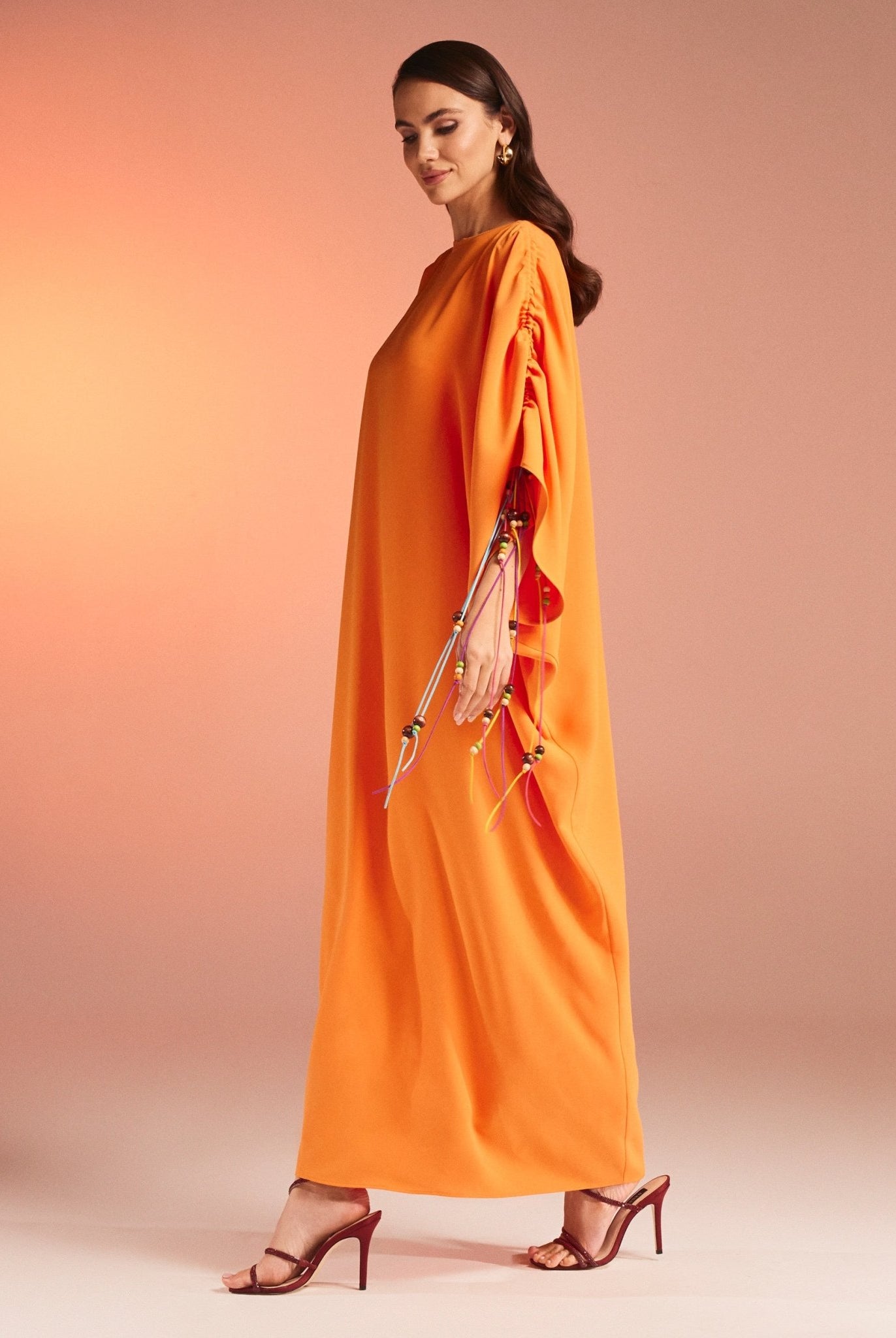 Long Sleeve Crepe Kaftan - shopaleena
