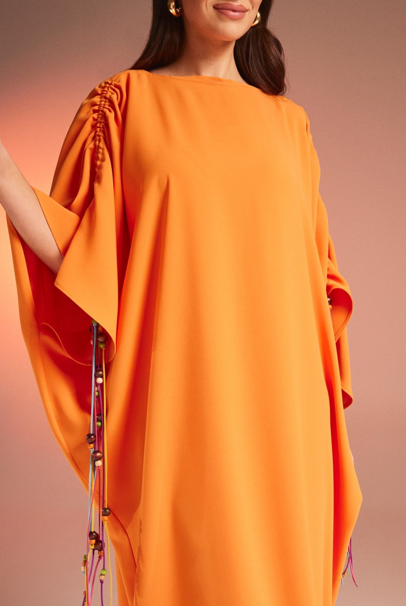 Long Sleeve Crepe Kaftan - shopaleena
