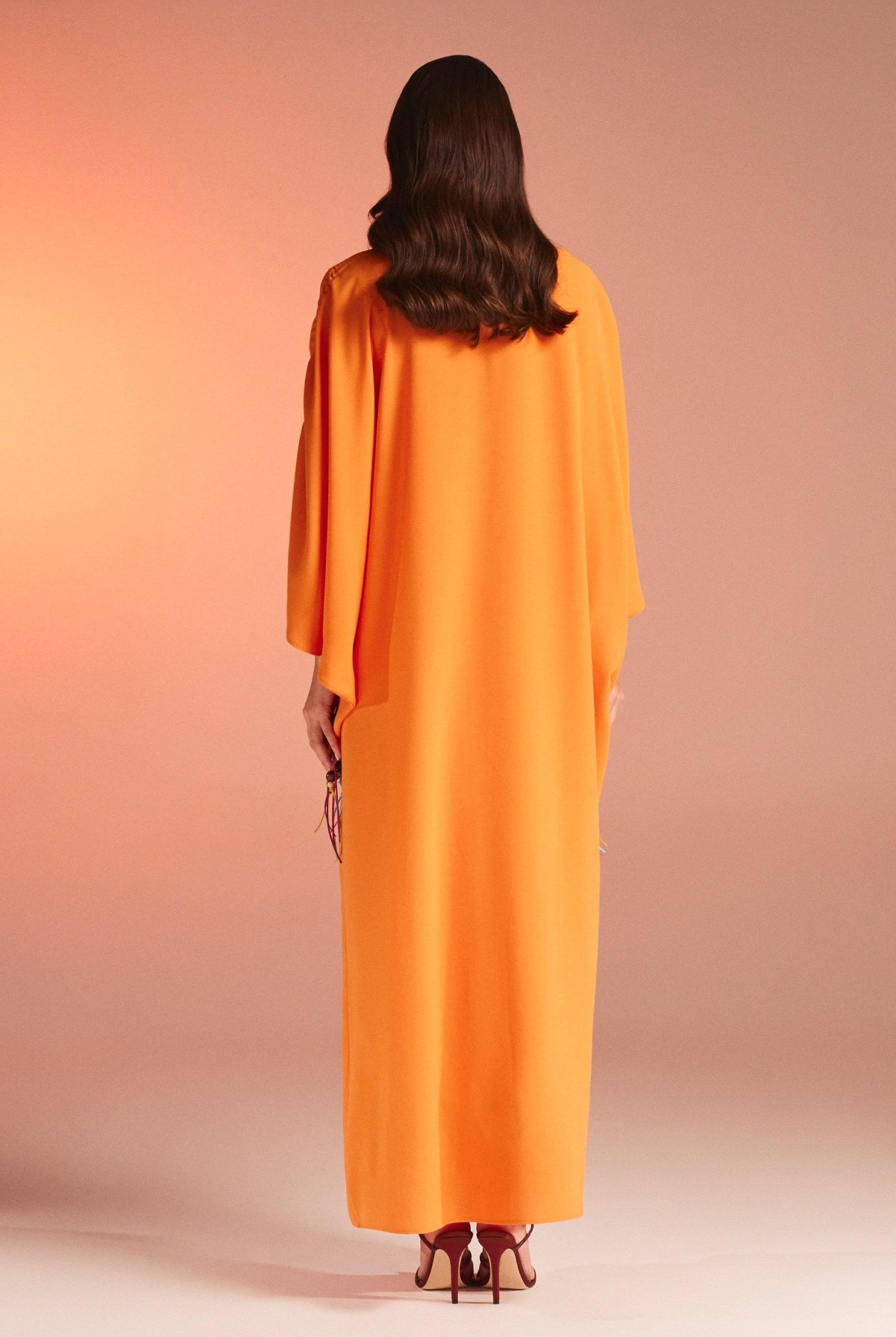 Long Sleeve Crepe Kaftan - shopaleena
