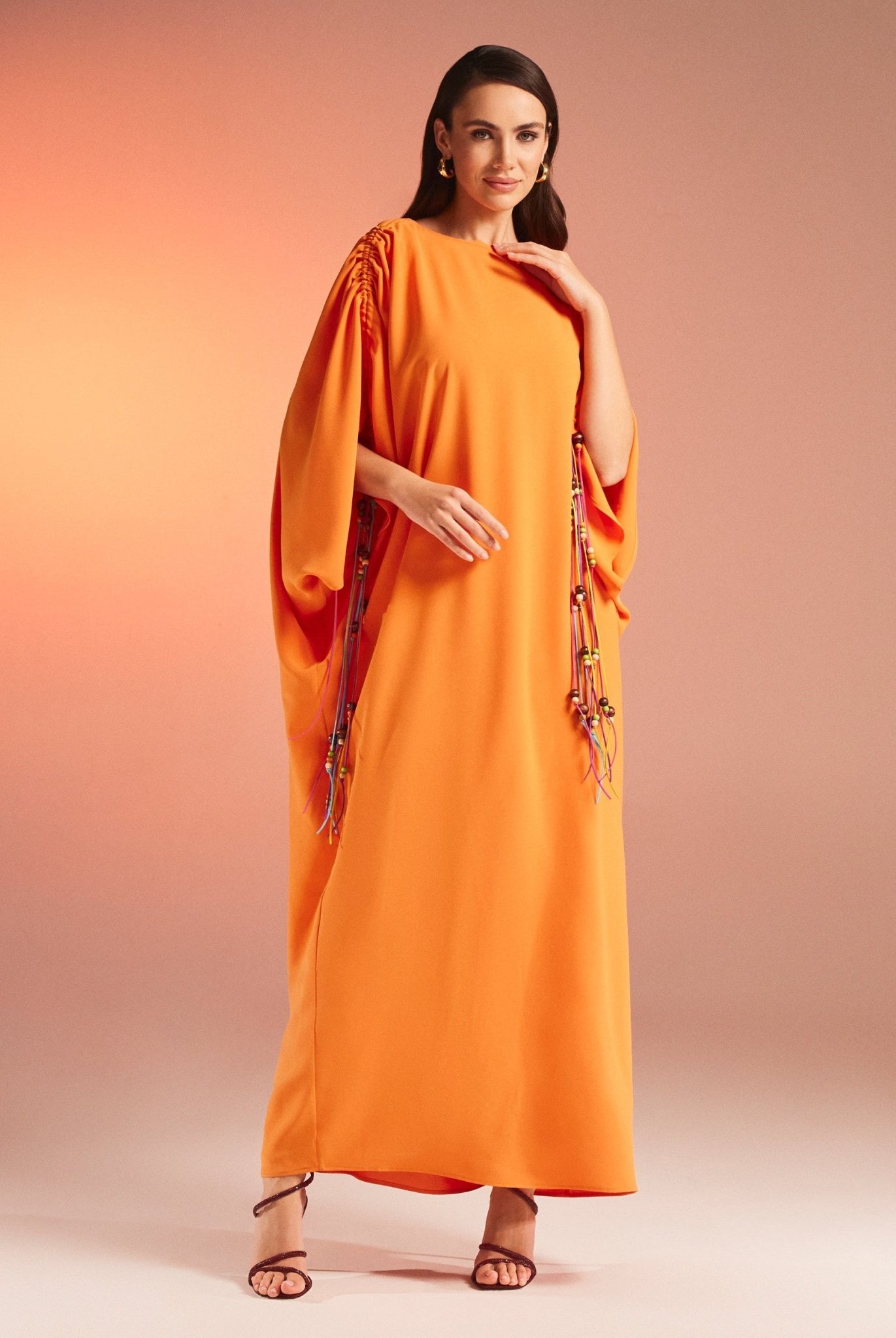 Long Sleeve Crepe Kaftan - shopaleena