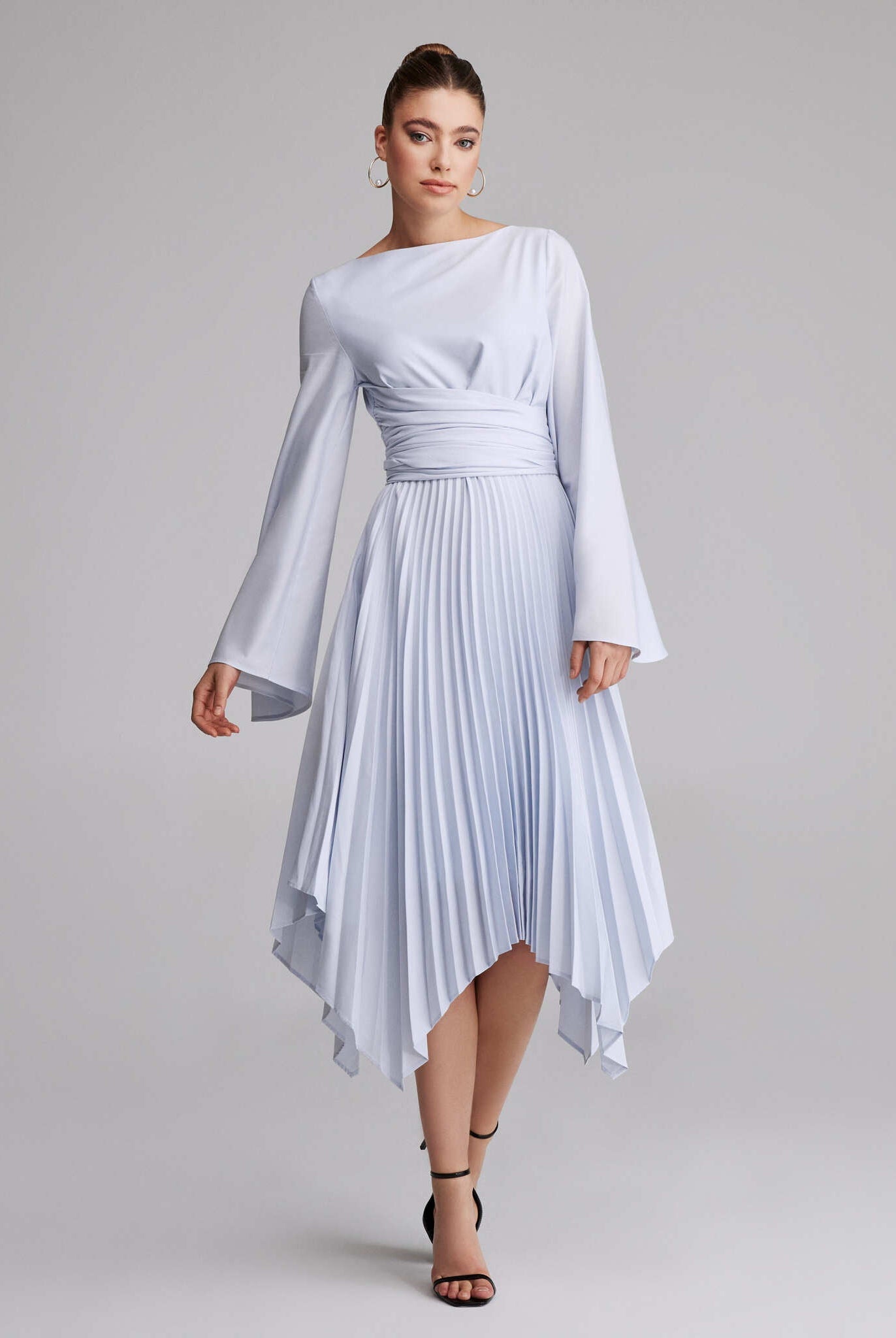 Long Sleeve Wrap Midi Dress - shopaleena