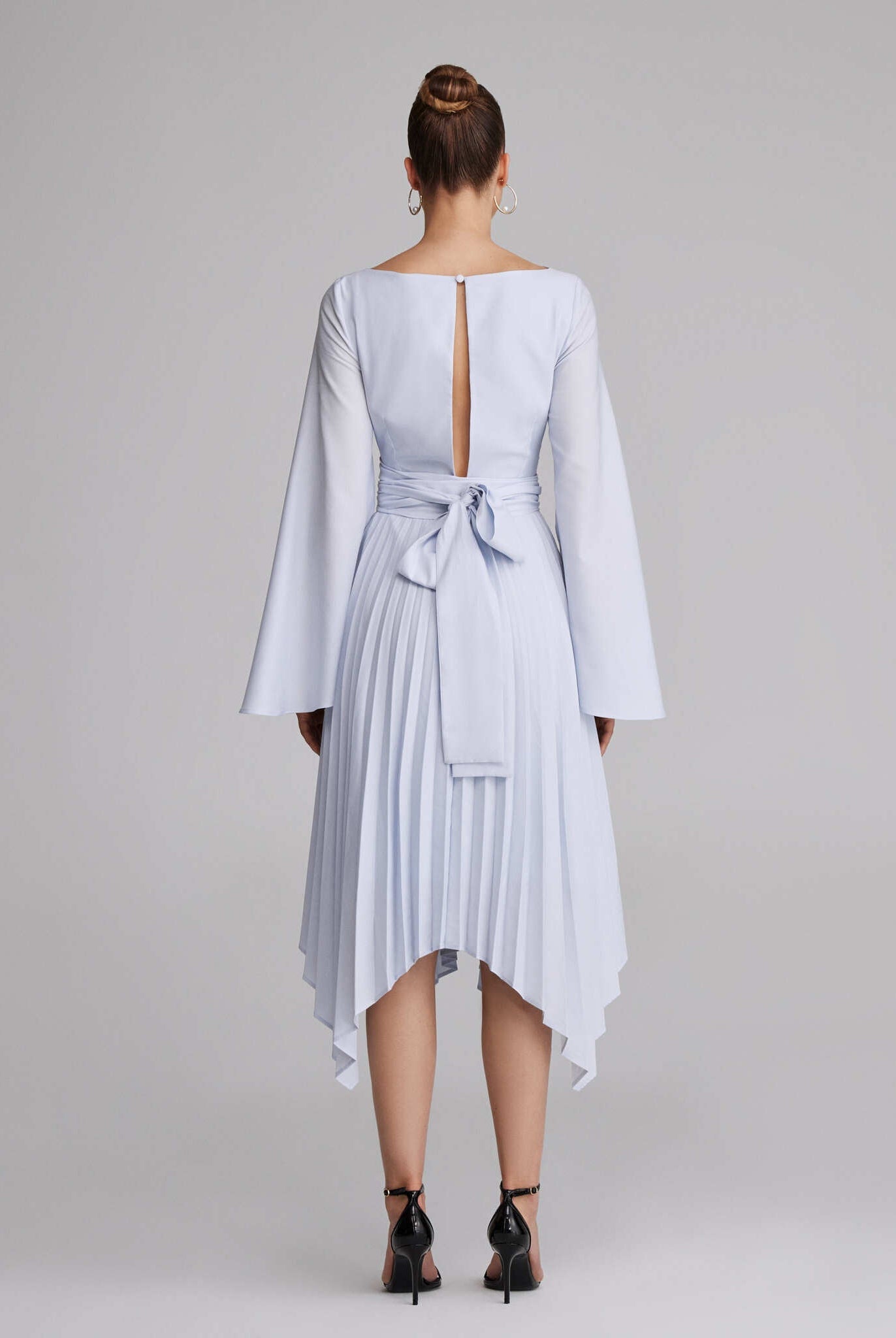 Long Sleeve Wrap Midi Dress - shopaleena