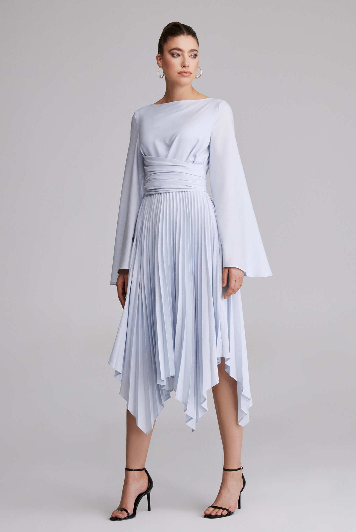 Long Sleeve Wrap Midi Dress - shopaleena