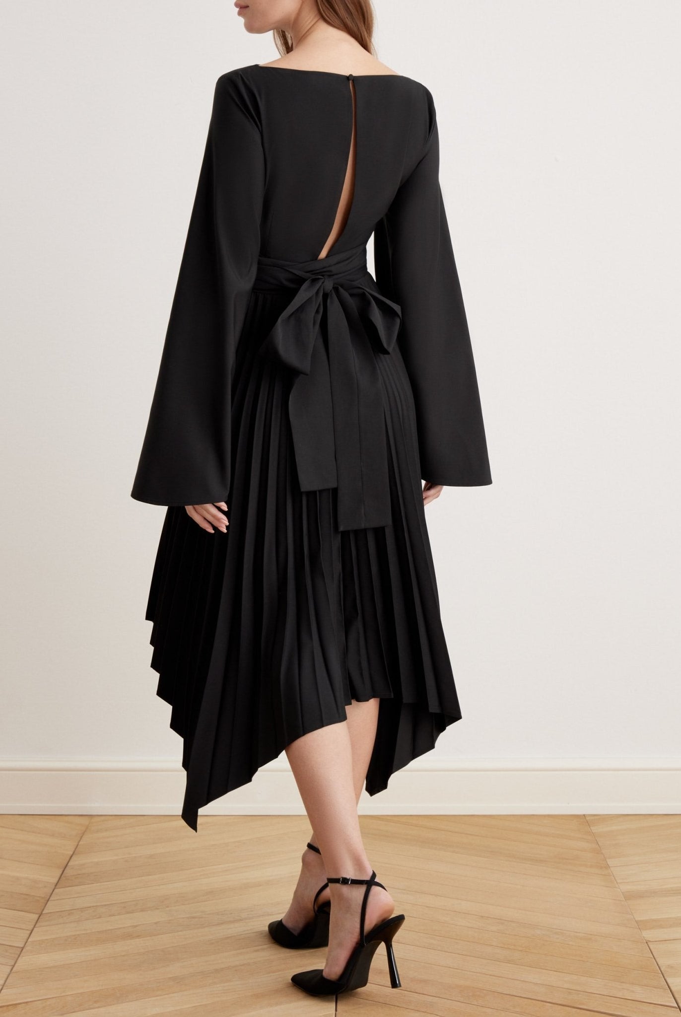 Long Sleeve Wrap Midi Dress - shopaleena