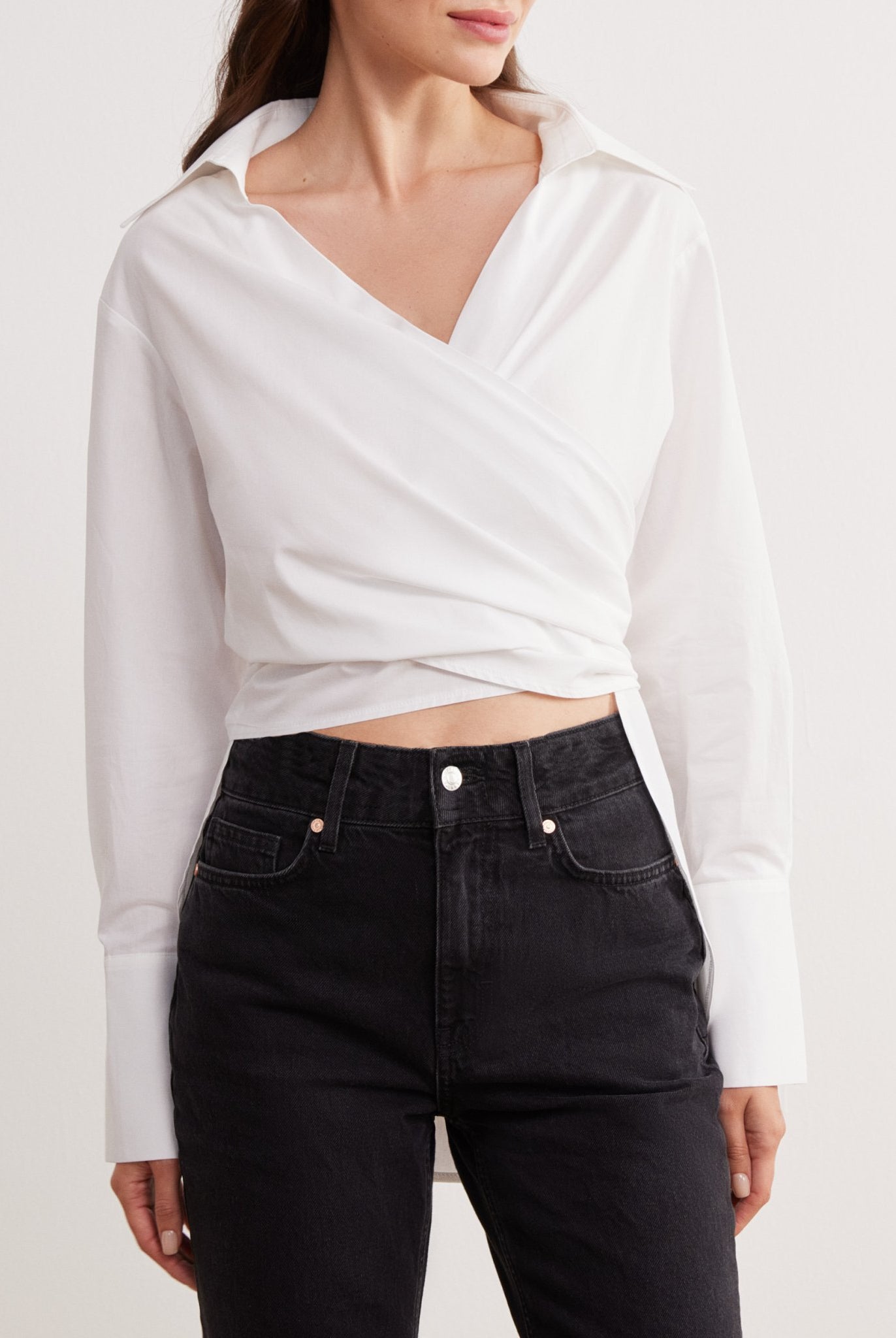 Long Sleeve Wrap Shirt - shopaleena