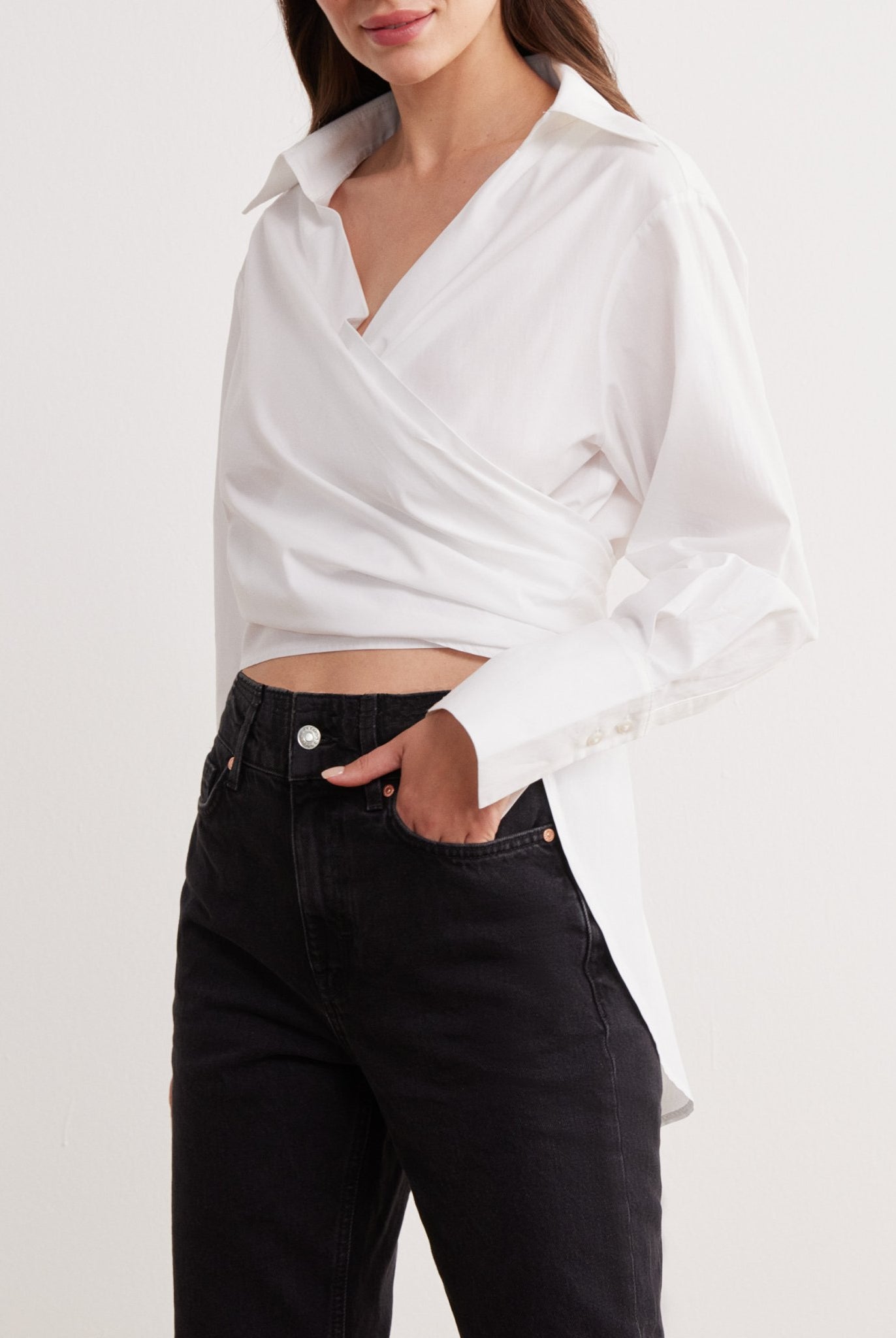 Long Sleeve Wrap Shirt - shopaleena