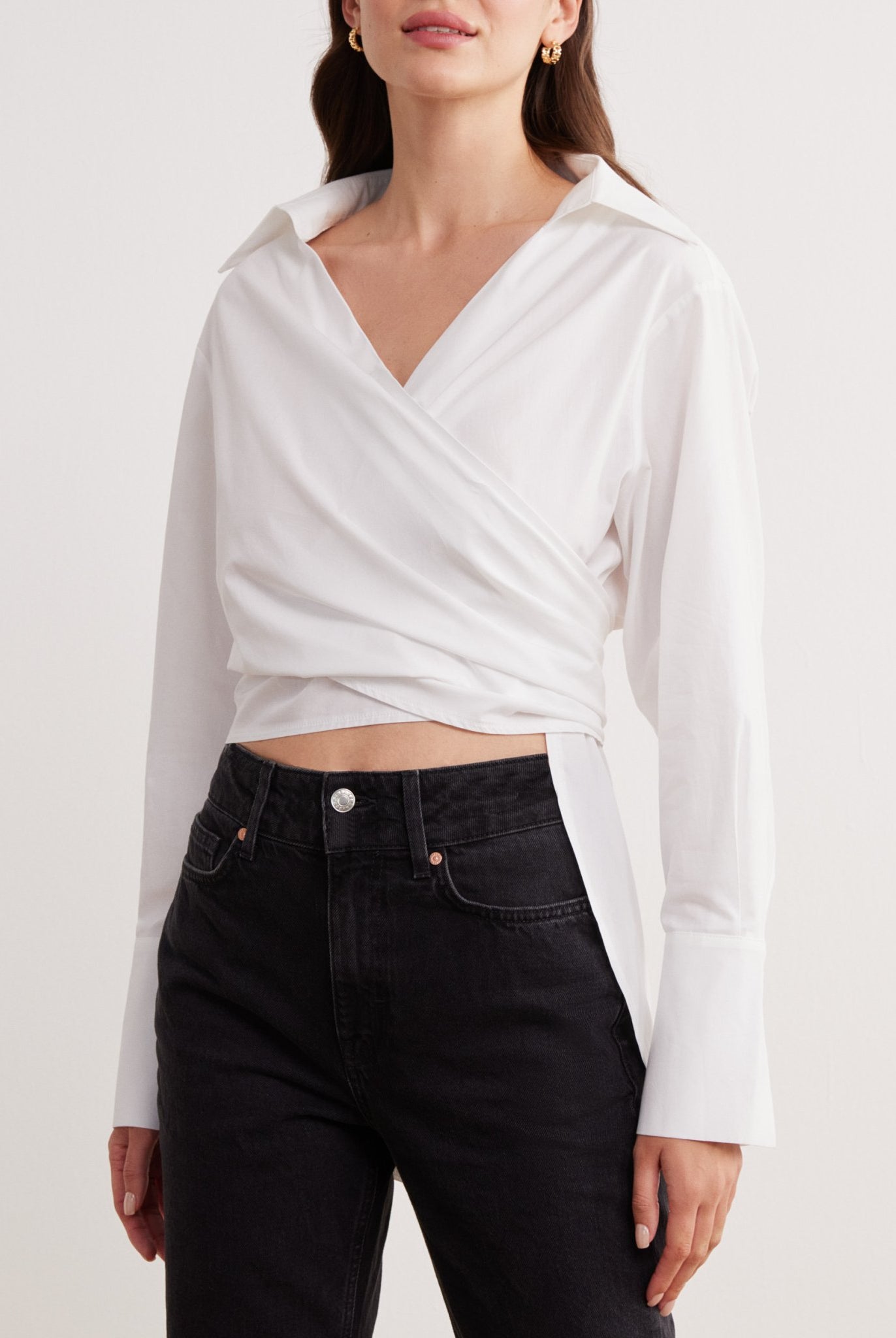 Long Sleeve Wrap Shirt - shopaleena