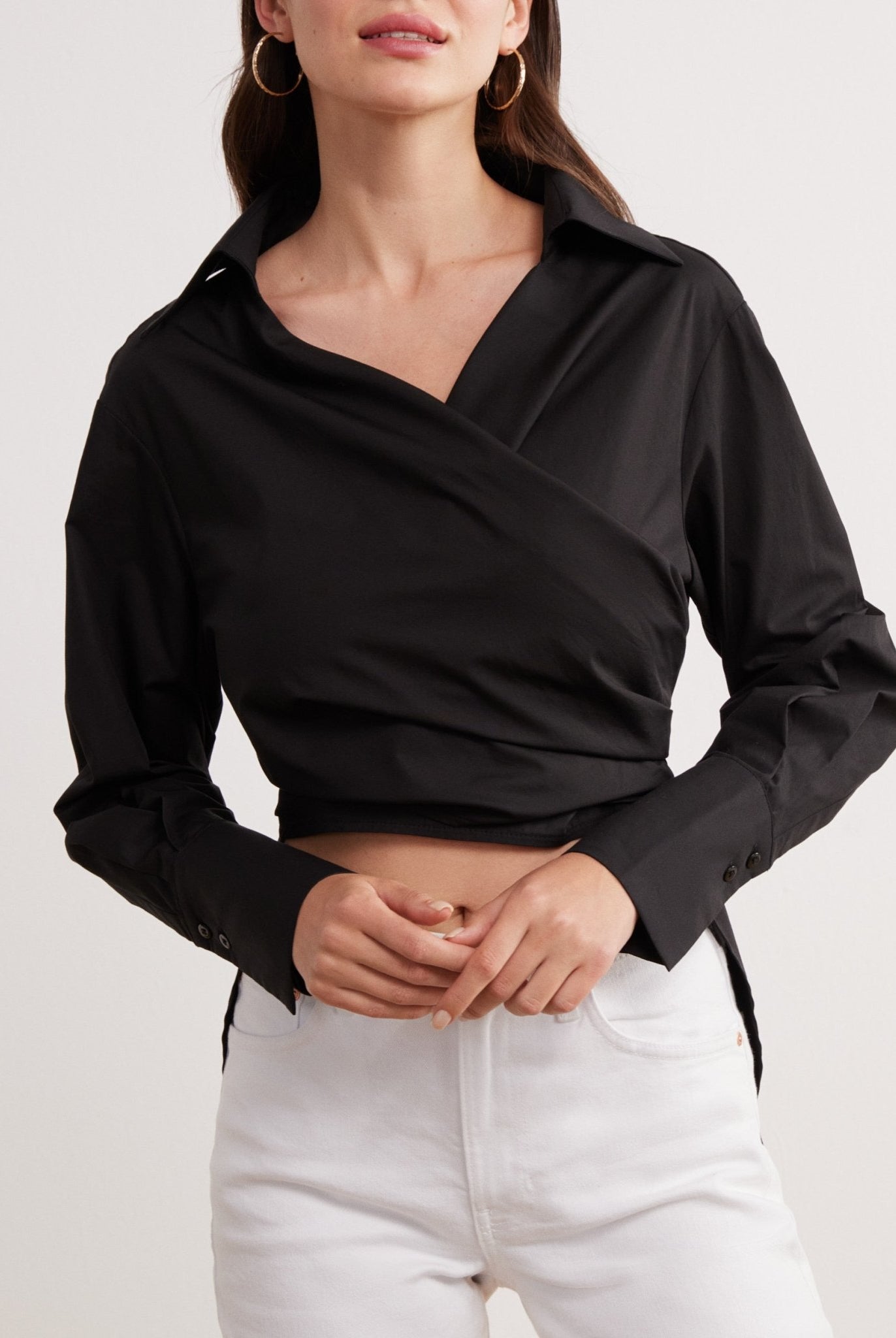 Long Sleeve Wrap Shirt - shopaleena