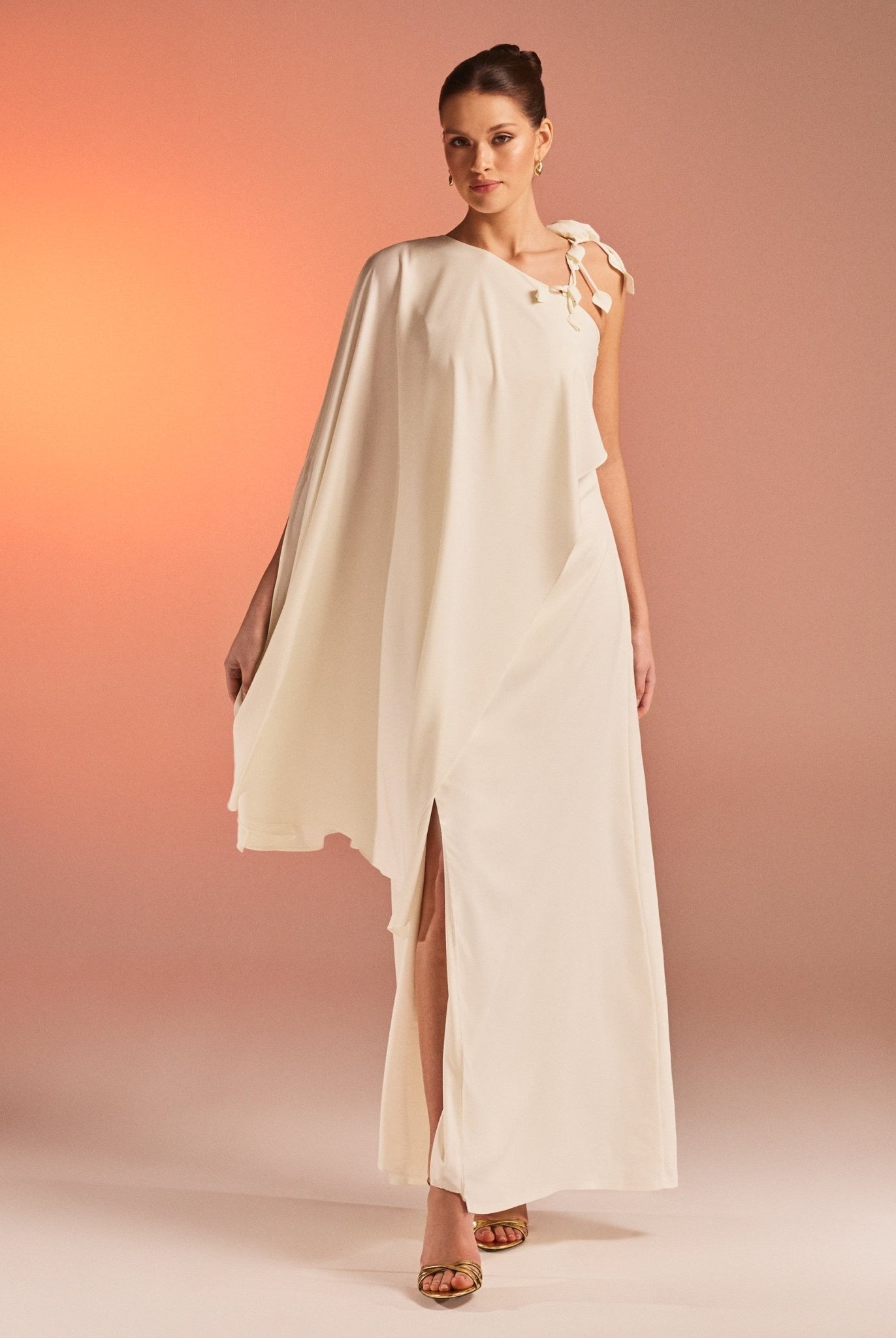 Maxi Kaftan with One Detailed Shoulder - shopaleena