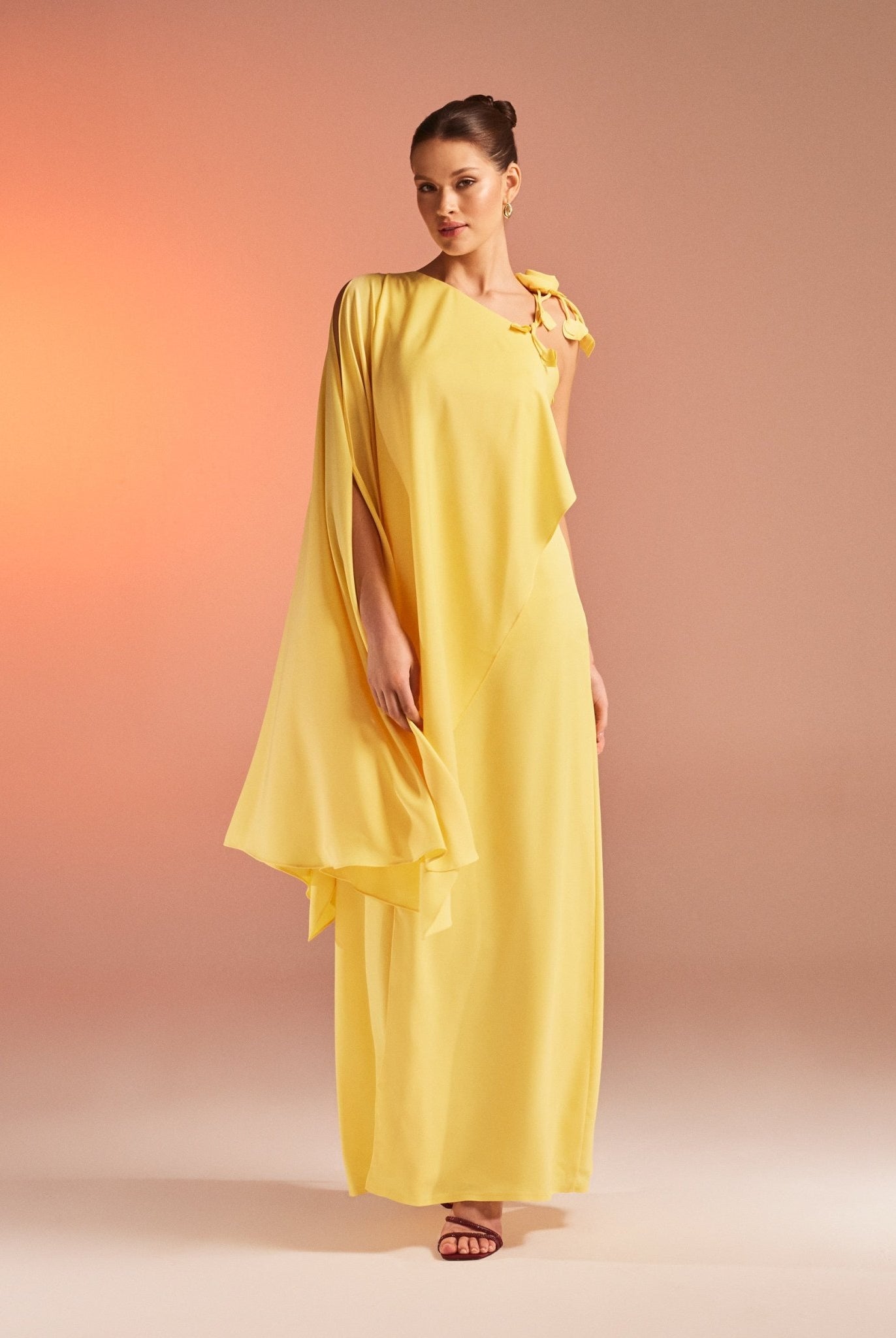 Maxi Kaftan with One Detailed Shoulder - shopaleena