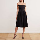 Off Shoulder Corset Midi Dress - shopaleena