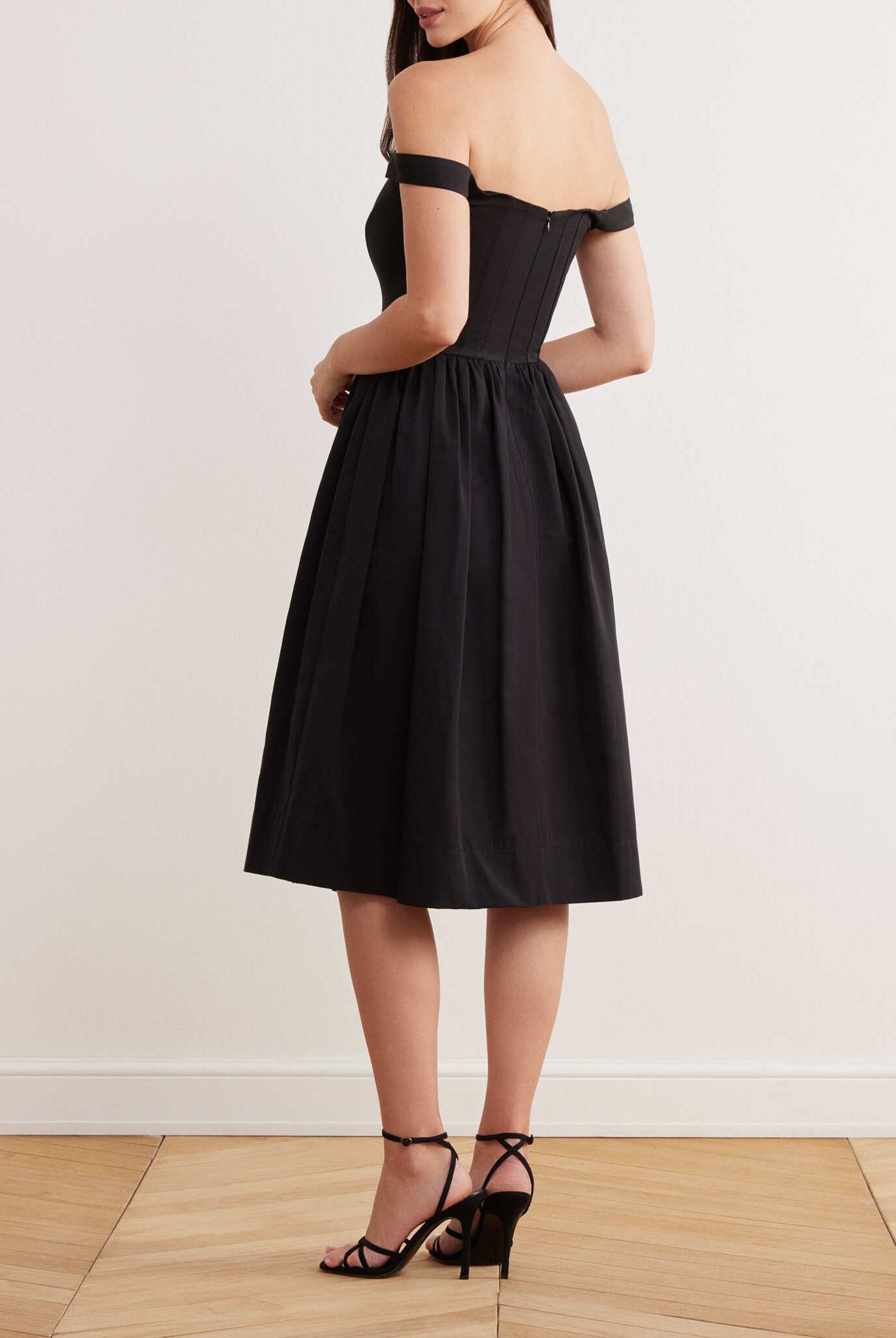 Off Shoulder Corset Midi Dress - shopaleena