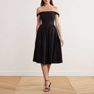 Off Shoulder Corset Midi Dress - shopaleena