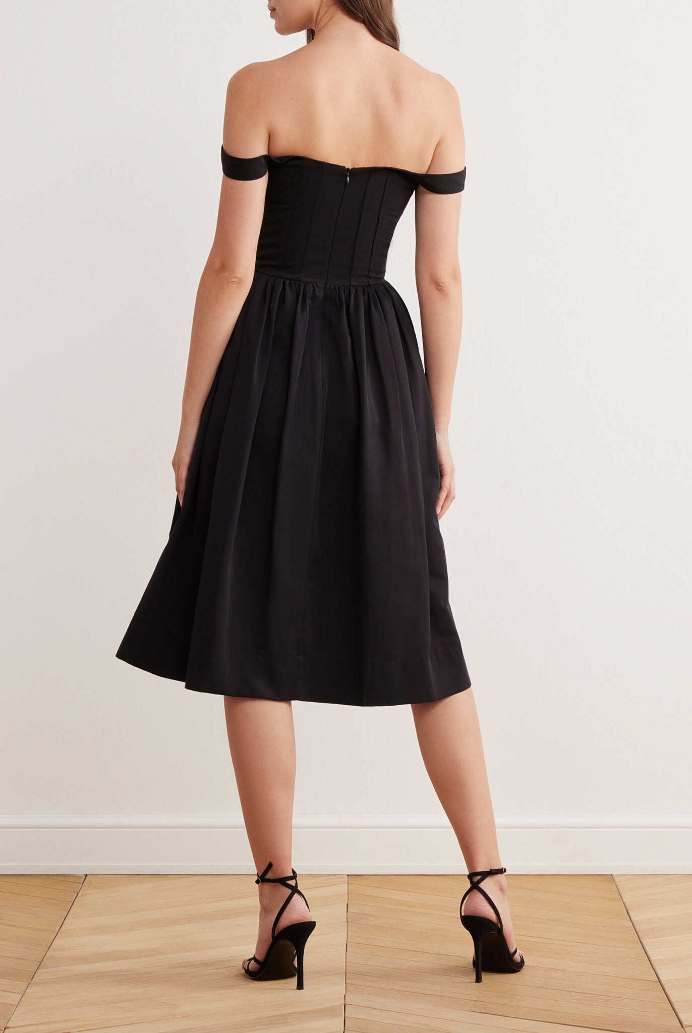 Off Shoulder Corset Midi Dress - shopaleena