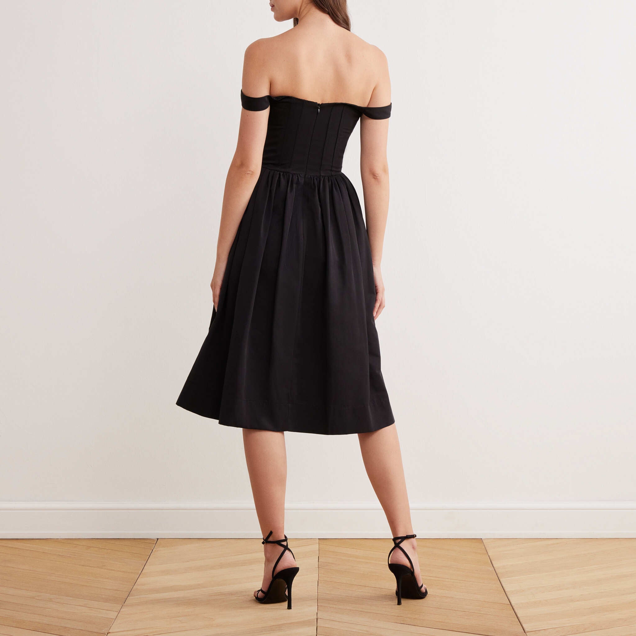 Off Shoulder Corset Midi Dress - shopaleena