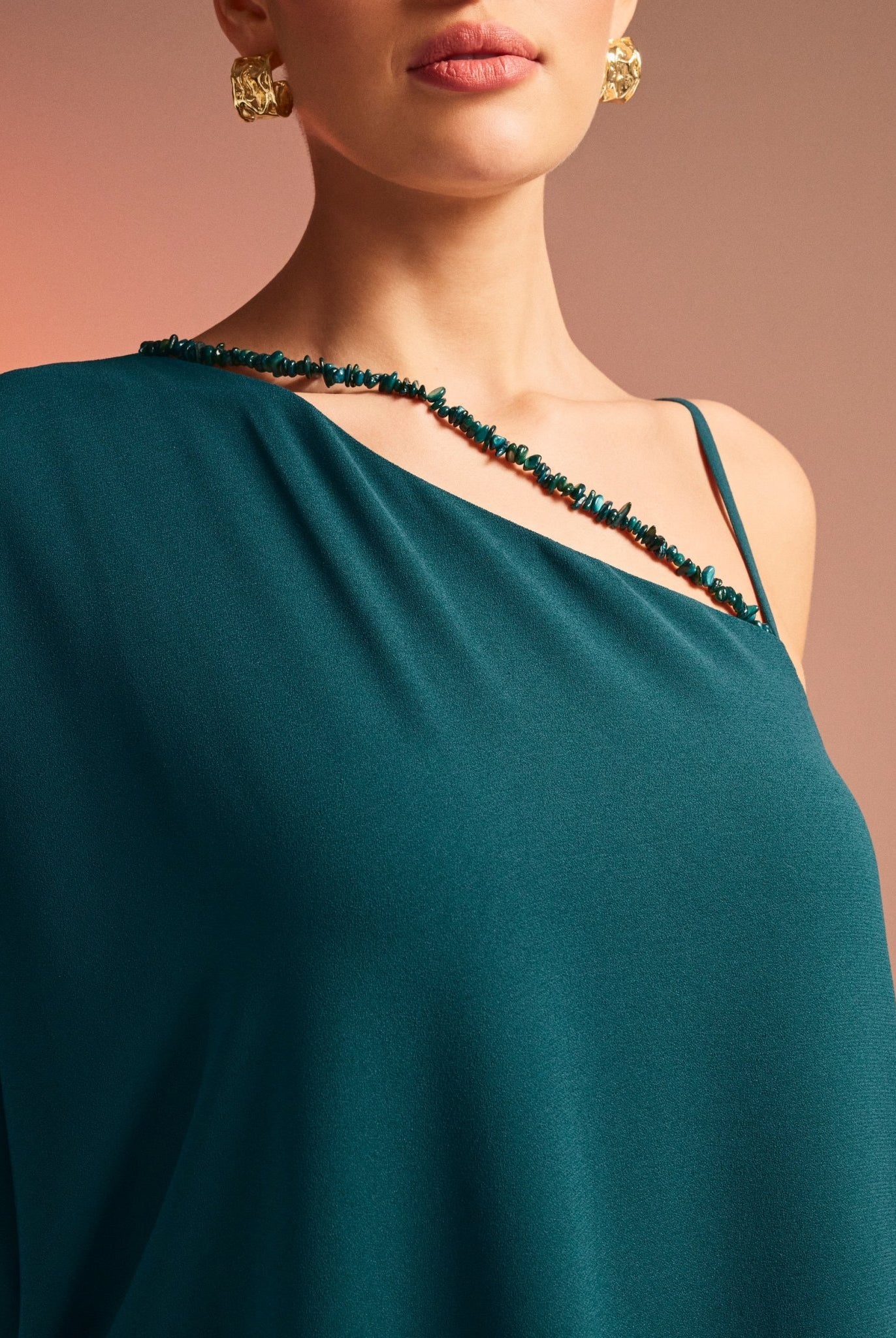 One Shoulder Long Sleeve Crepe Kaftan - shopaleena